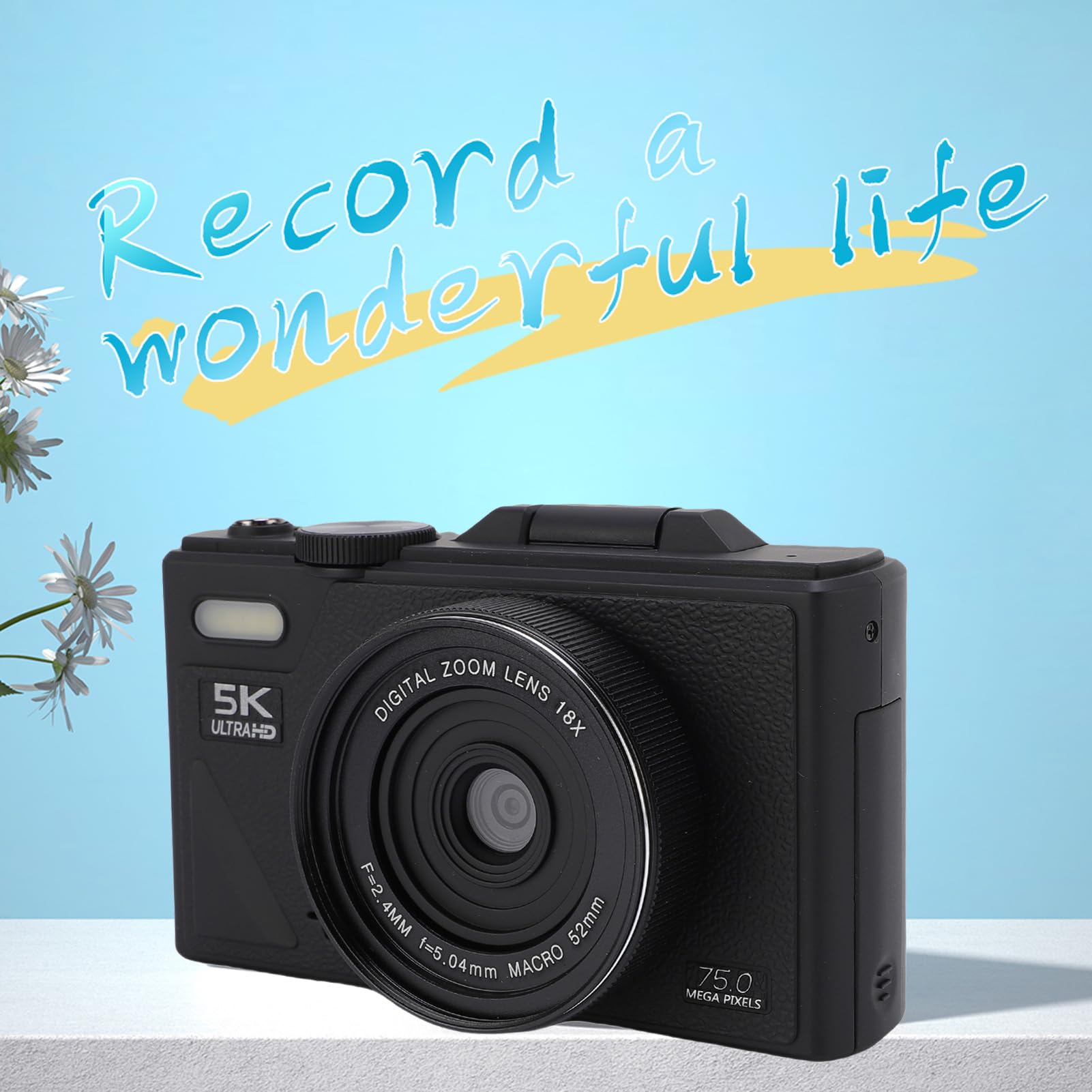 Amazon | デジタルカメラ 5K UHD 75MP、オートフォーカス