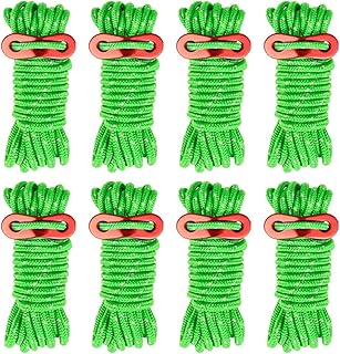 Smithok 8 Pack 4mm Guy Lines Ultralight Tent Cords with Aluminum Adjuster Tensioner Outdoor Camping Guylines Ropes for Tent Tarp