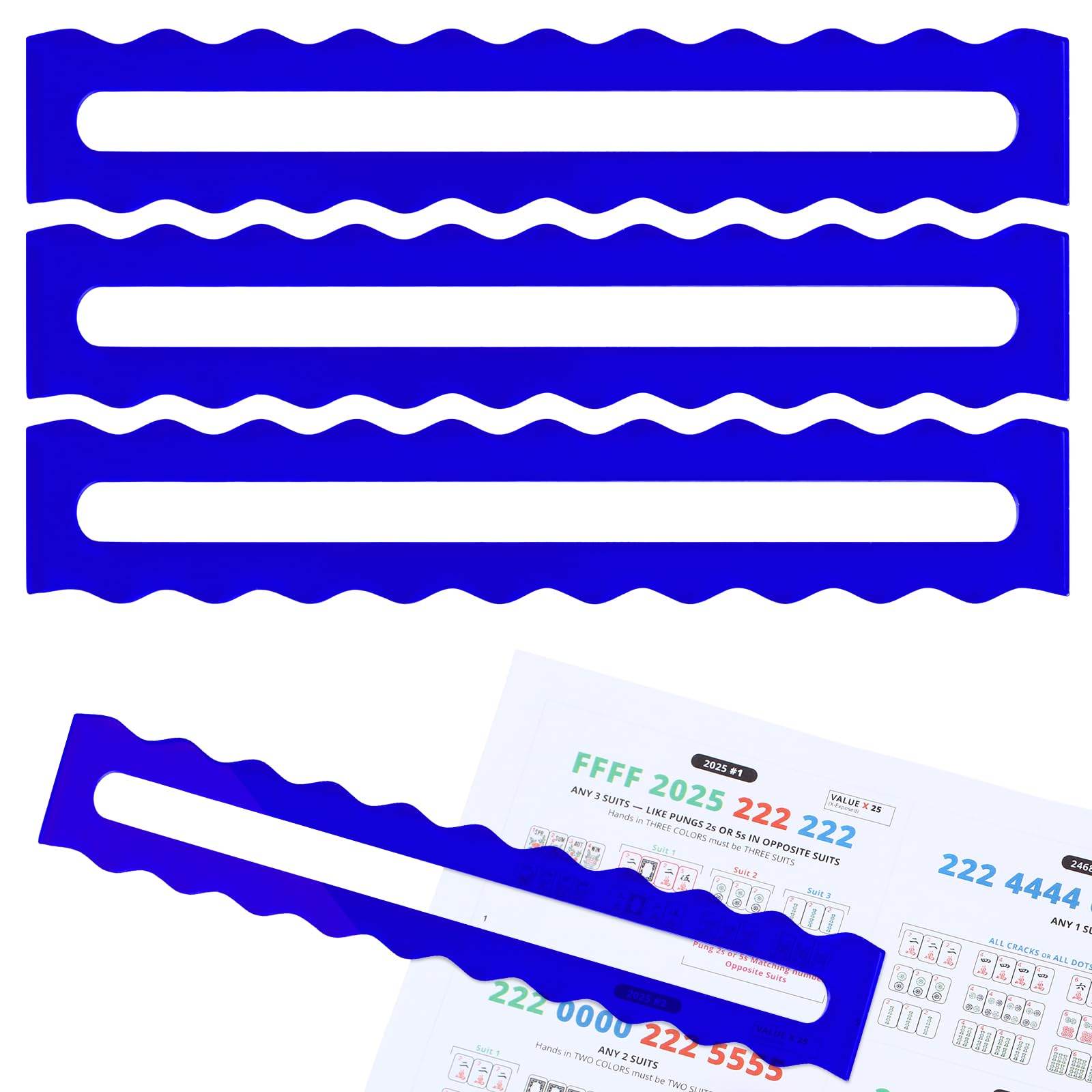 Photo 1 of **CLEAR**Amyhill 4 Pack Mahjong Guide Line Finder Acrylic Bright Scalloped Mahjong Rules Helper, Rules Reader for Players Women(Royal Blue)