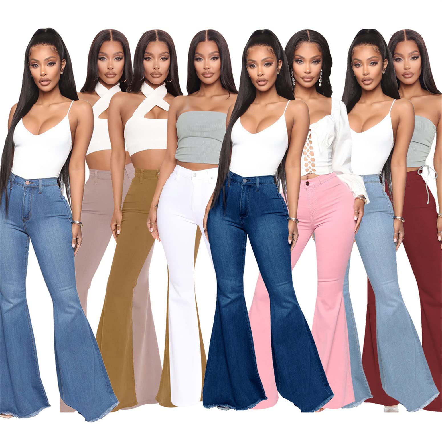 Jeans Donna A Zampa di Elefante Elasticizzati Bootcut Flare A Zampa di Elefante A Vita Alta Lunghi per Donna Jeans Sexy Woman Jeans Donna con Tasche