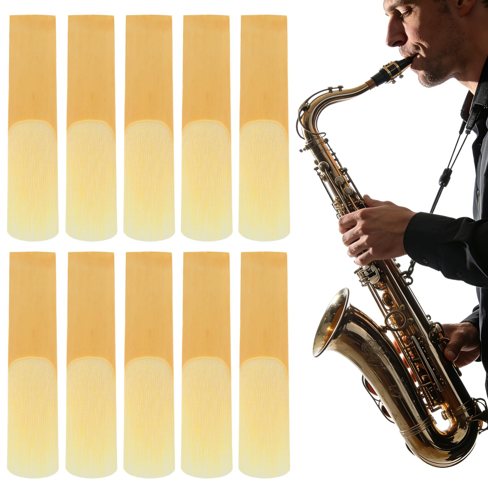 Lot de 10 anches de saxophone alto - Épaisseur : 2,5 - Épaisseur : 2,5 - Anches professionnelles pour saxophone alto - Technique de coupe avancée pour les débutants