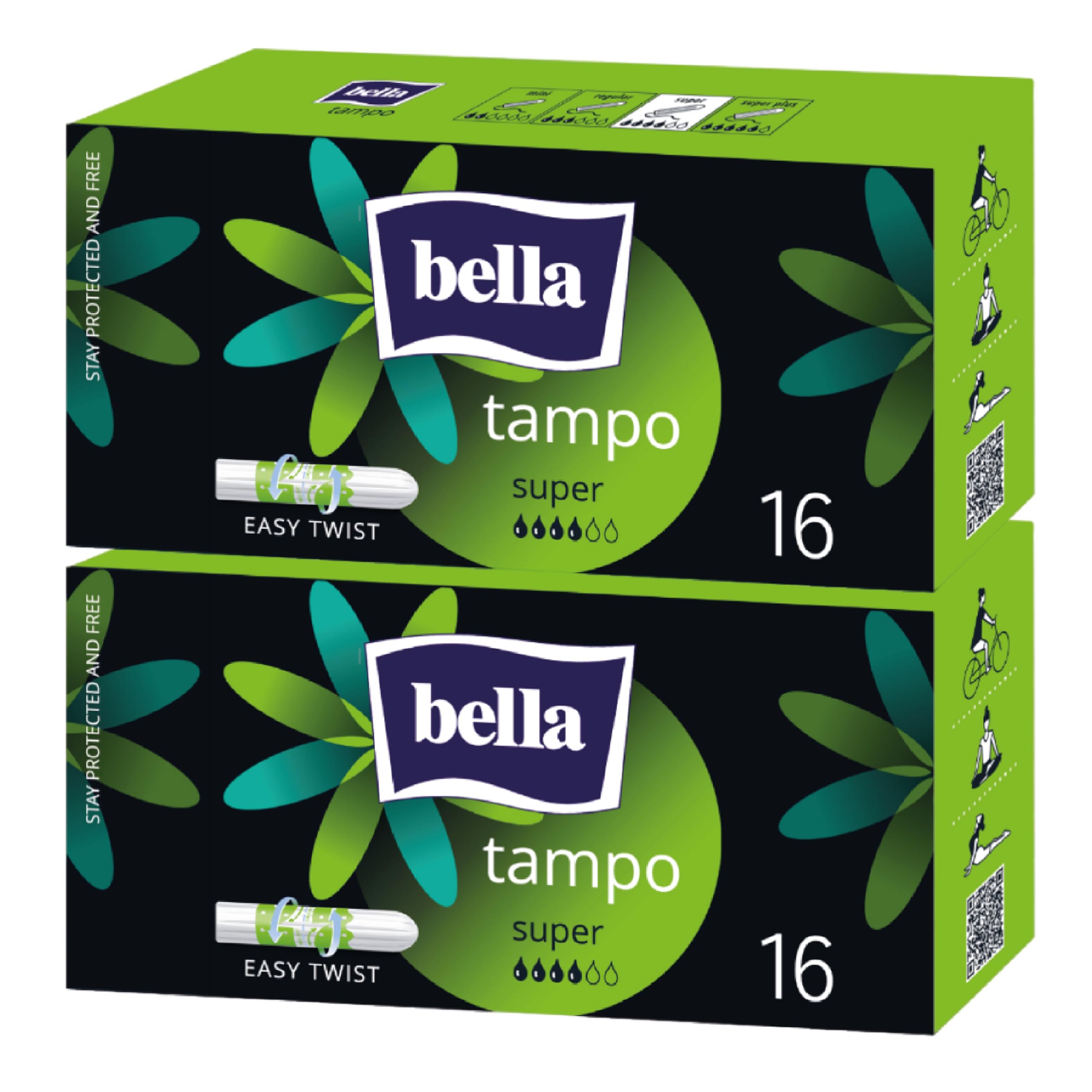 Bella Premium Super Tampons - 32pcs | Pack of 2 | Very Heavy Flow | High Absorption | Soft & Safe | Chlorine free | Derma tested | Easy Twist & Secure string