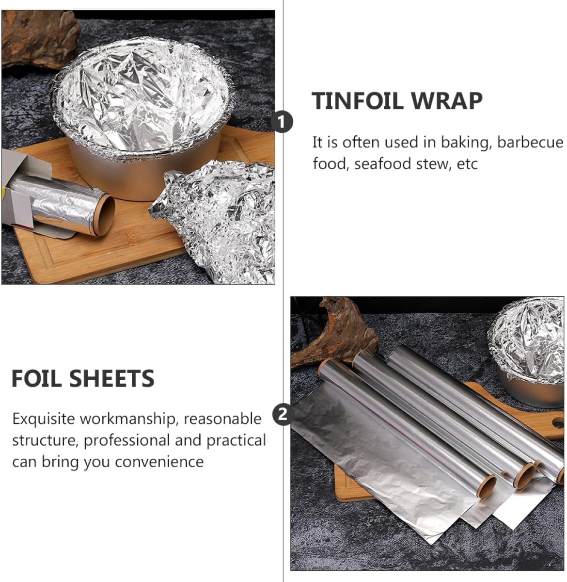 PartyKindom Aluminum Foil Wrap 4 Rolls 30cm X 5m Heavy Duty Kitchen Wrap High Temperature Resistant for Baking Bbq Food Storage and Restaurant Use