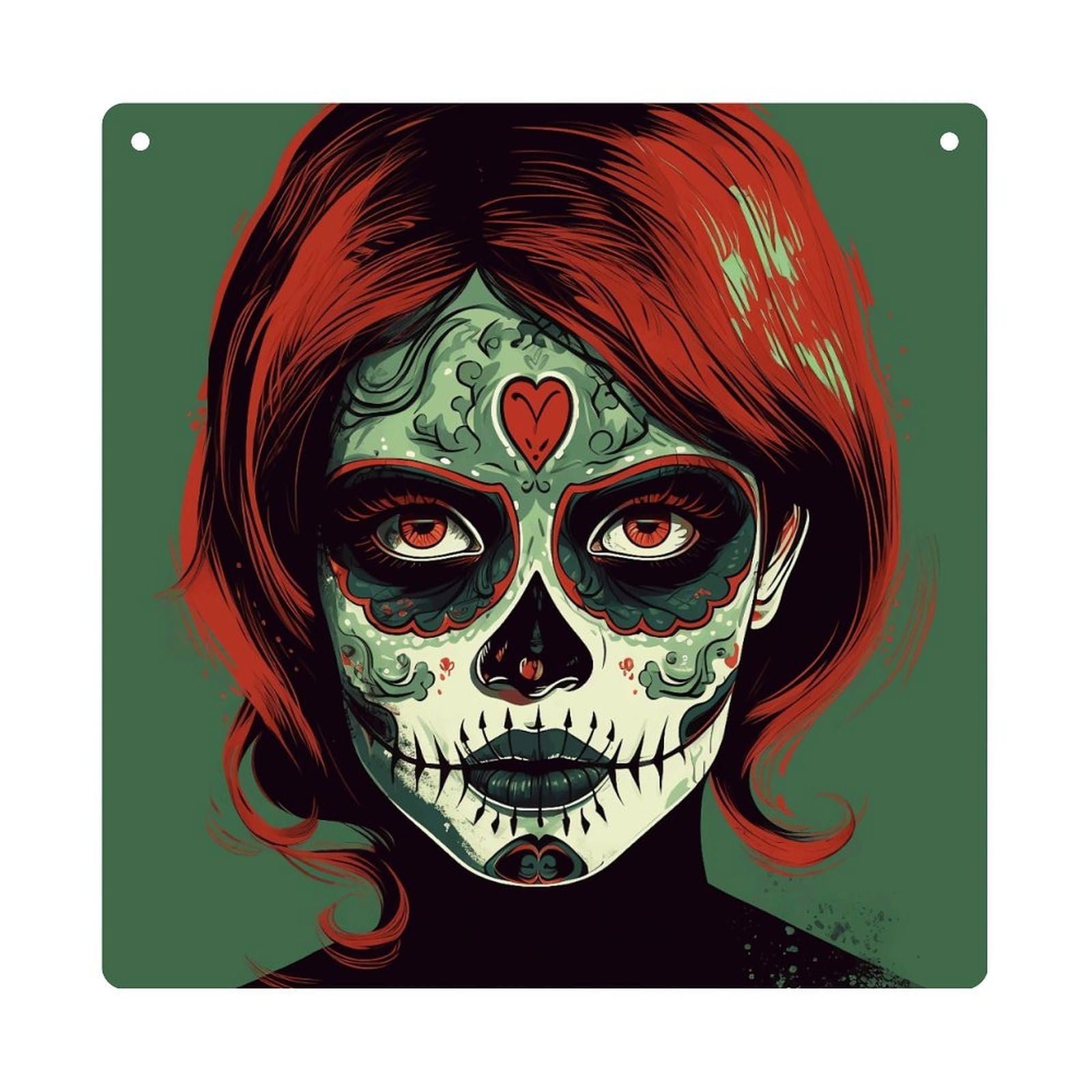 Adfgyerh Style Skull Makeup Hanging Ornaments Window Hanging Modern Acrylic Decor For Living Room Bedroom Dining Room Hallway Office Wall Decor, 8X8 In