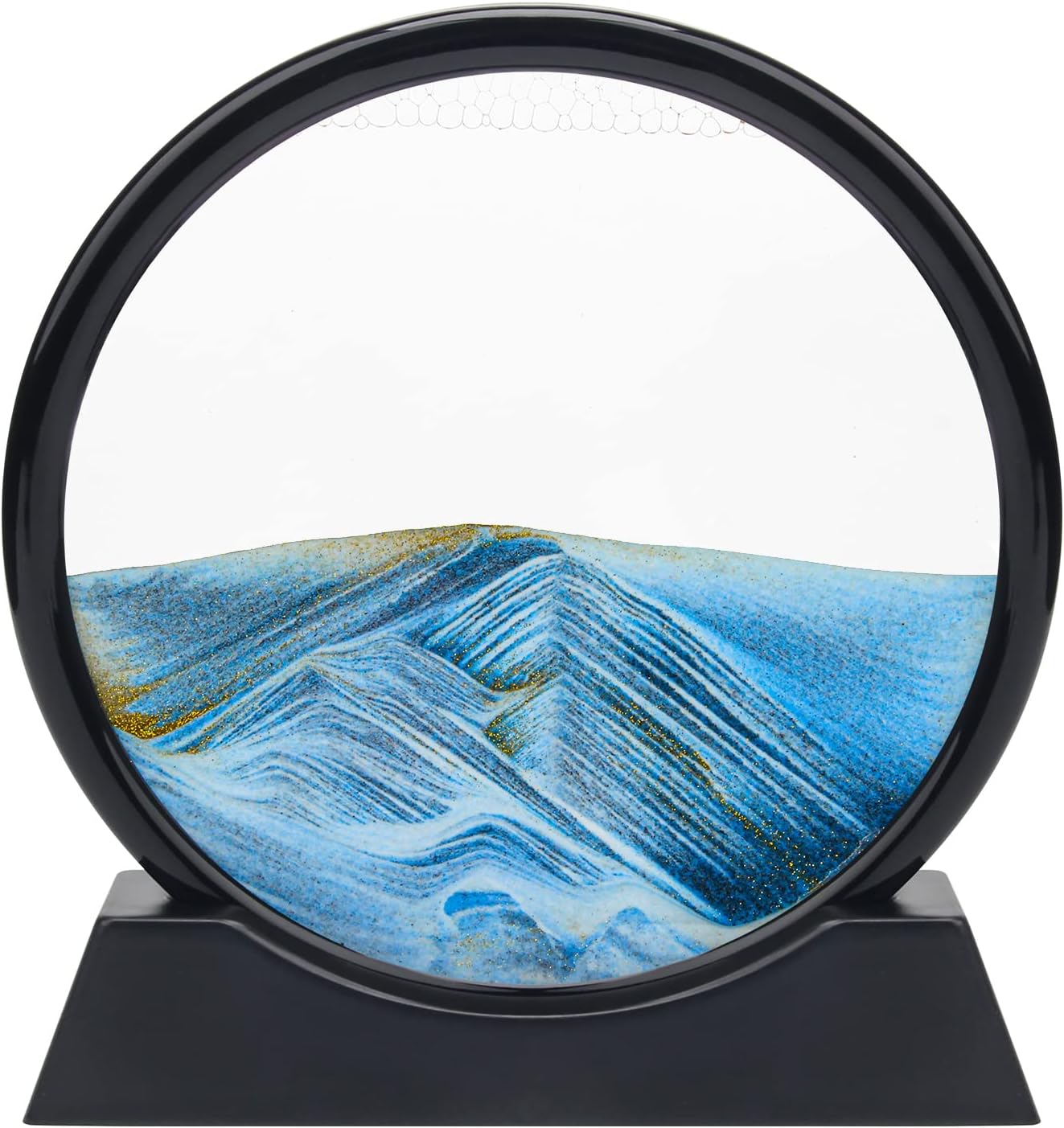 Coitak Moving Sand Art Picture, Round Glass Dynamic Sand Picture, Desktop Sand Art for Home Decor and Office