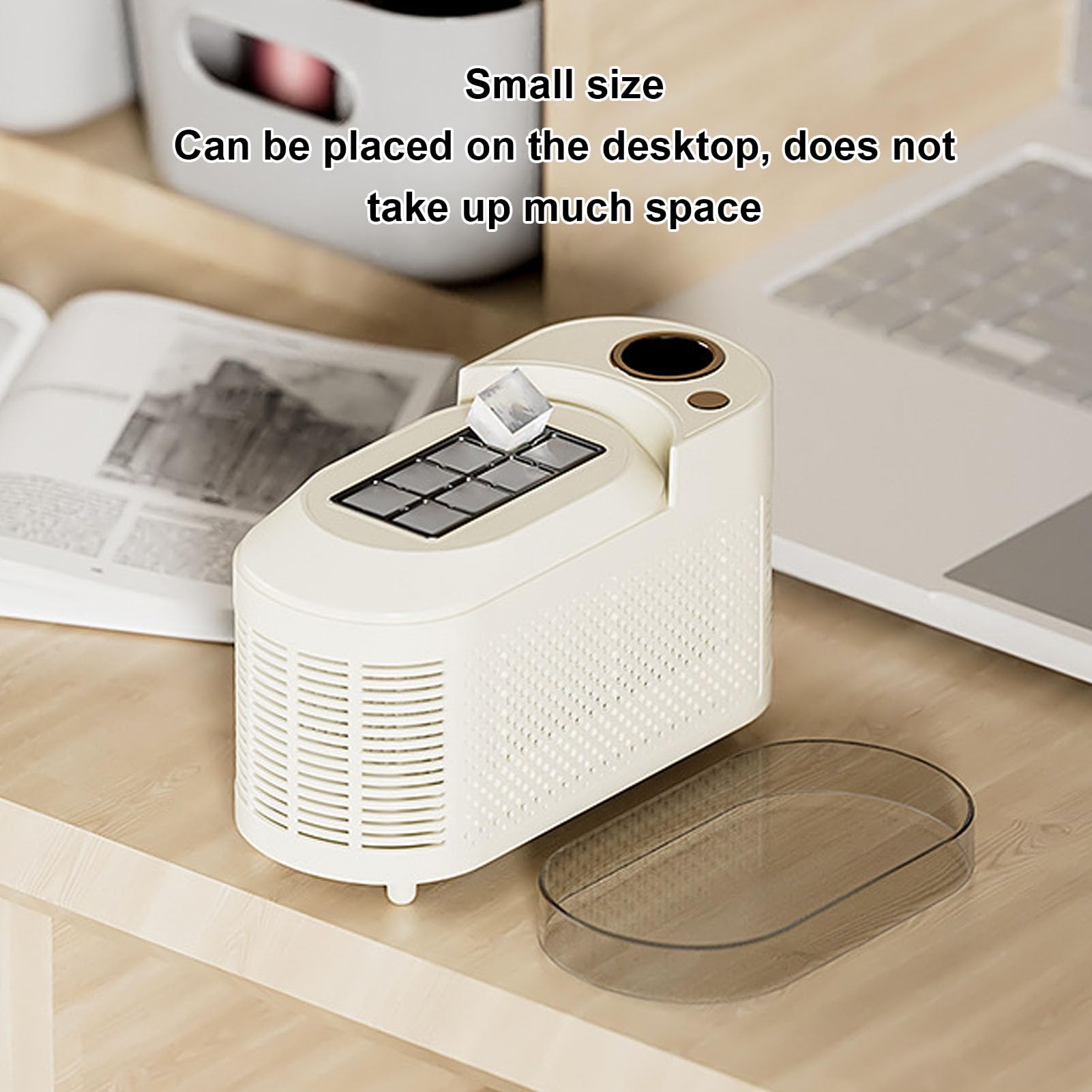 Mini Macchina per il Ghiaccio da Bancone da 120 W, Produce 8 Cubetti in 10 Minuti Macchina per il Ghiaccio Portatile Automatica con Cavo di Alimentazione per Auto e Supporto (Spina europea)