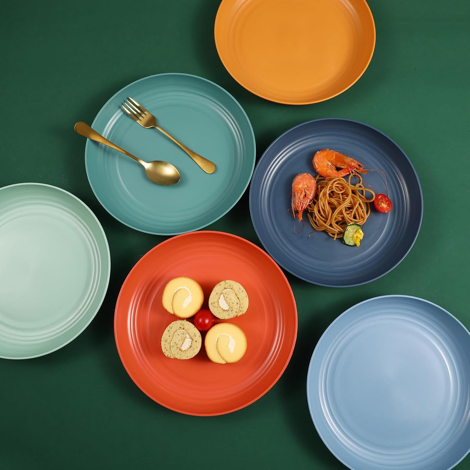 12 Pcs Unbreakable Deep Dinner Plates Set, 10 inch Reusable Plastic Wheat Straw Plates, Microwave and Dishwasher Safe Plate for Kitchen, Lightweight Plate for Dessert, BPA Free, 6 Colors - Image 7