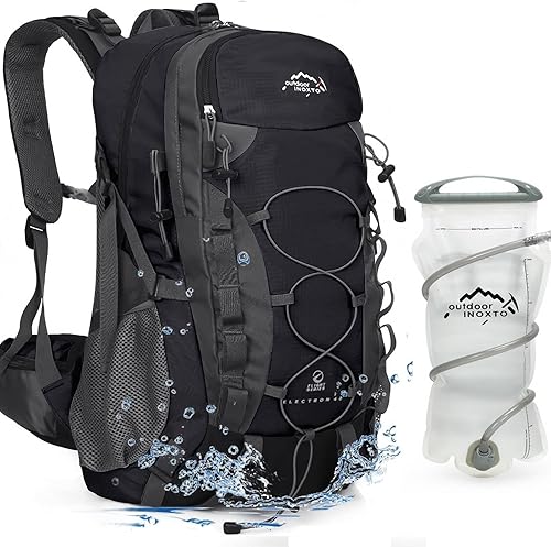 INOXTO Mochila de senderismo ligera 35L40L Mochila de senderismo con cubierta impermeable para viajes Camping al aire libre Hombres y mujeres