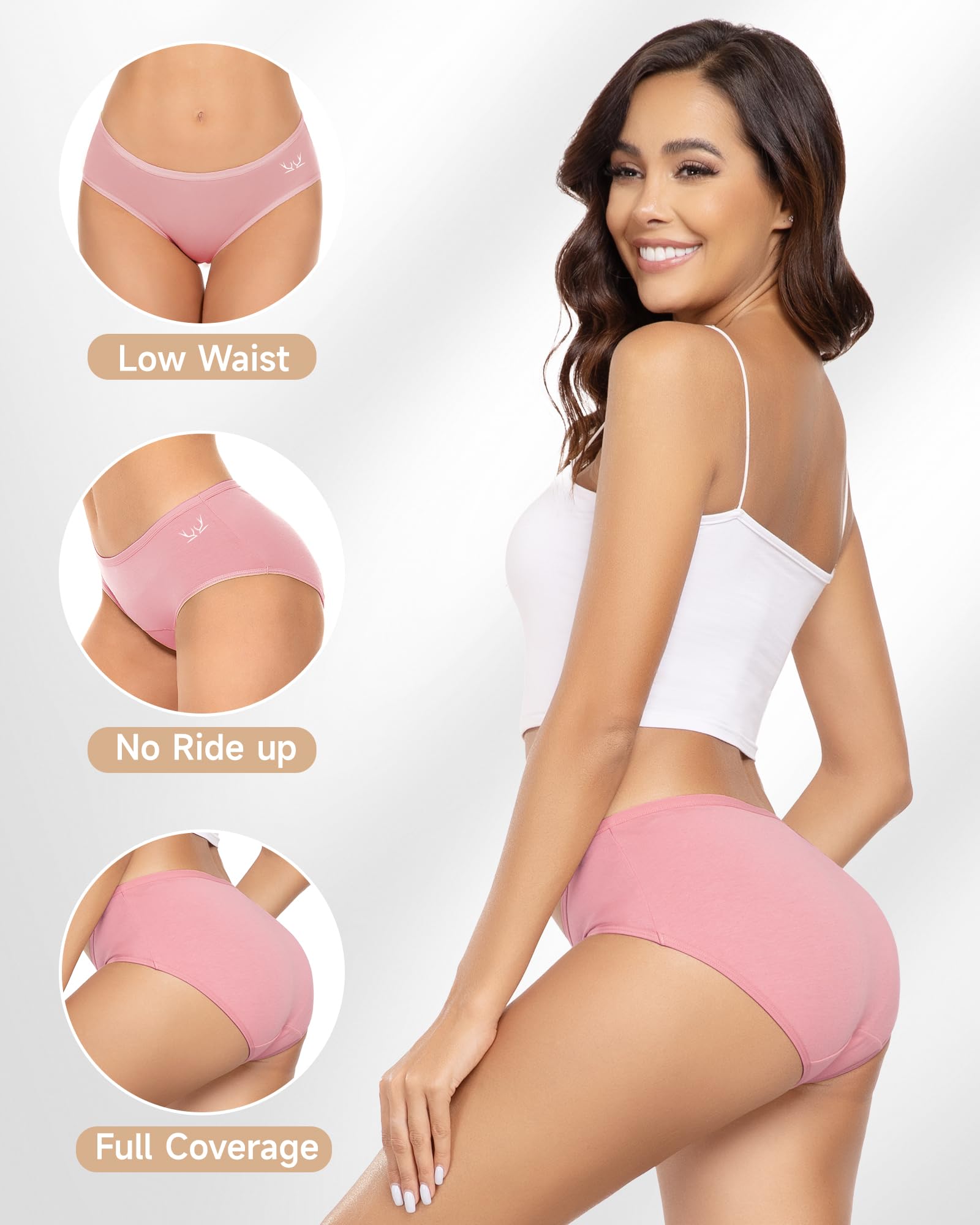 PULIOU Culotte Femme Coton sous-vêtements Femme Stretch Taille Moyenne Panties Slip Respirant Multipack Paquet de 5/6