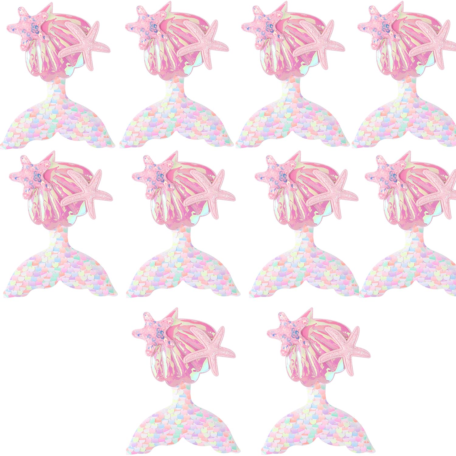 (10 Pack) Hugewth Mermaid Tail Hair Pin Set, Mermaid Hair Clips Cute Mermaid Hair Clips Hair Accessories for Women and Girls,Sparkling Aurora Sequins Fish Hairpin Kids Duckbill Clips
