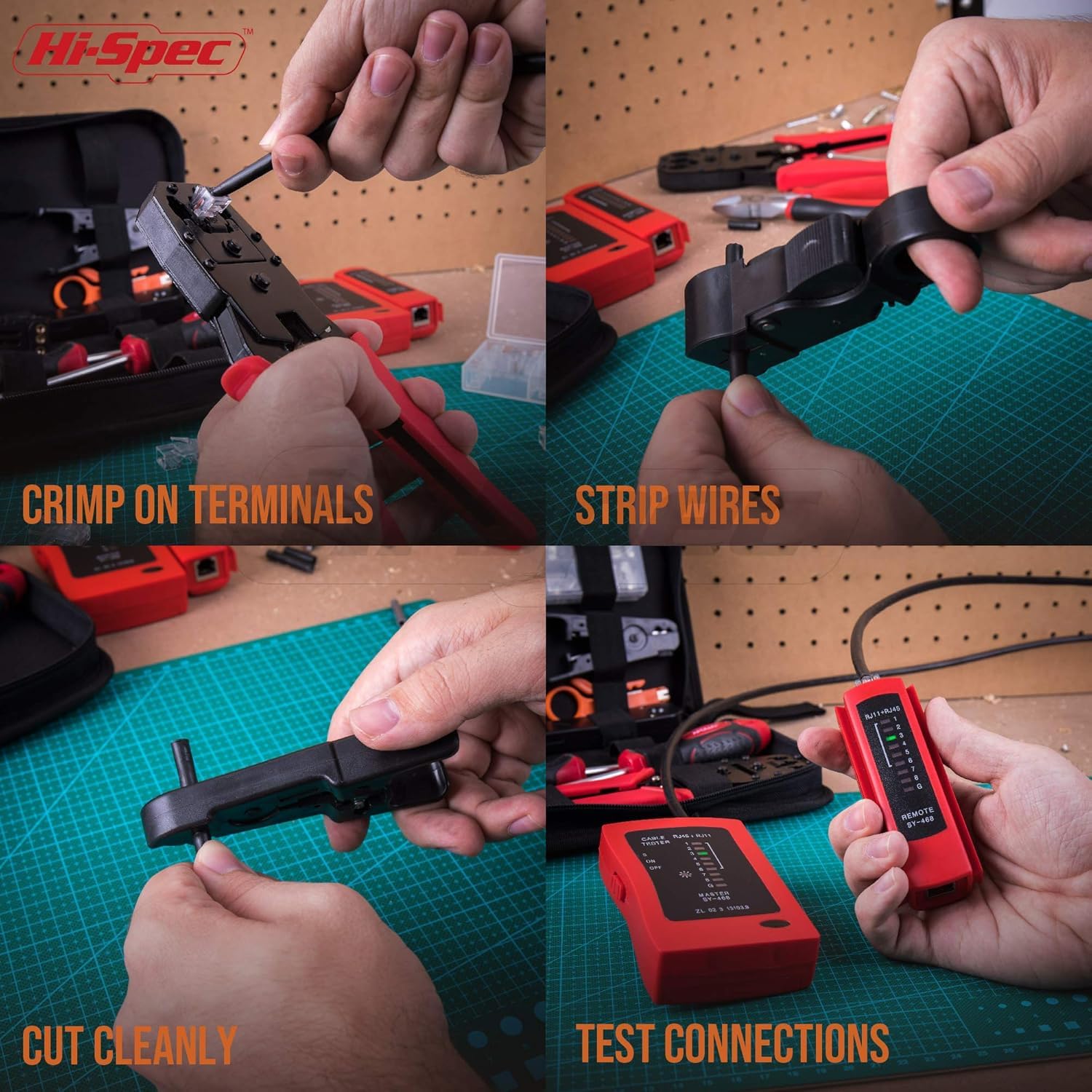 Bequest Hi-Spec 9pc Network Cable Tester Tool Kit Set for CAT5, CAT6, RJ11, RJ45. Ethernet LAN Crimper, Punchdown, Coax Stripper & More. 4