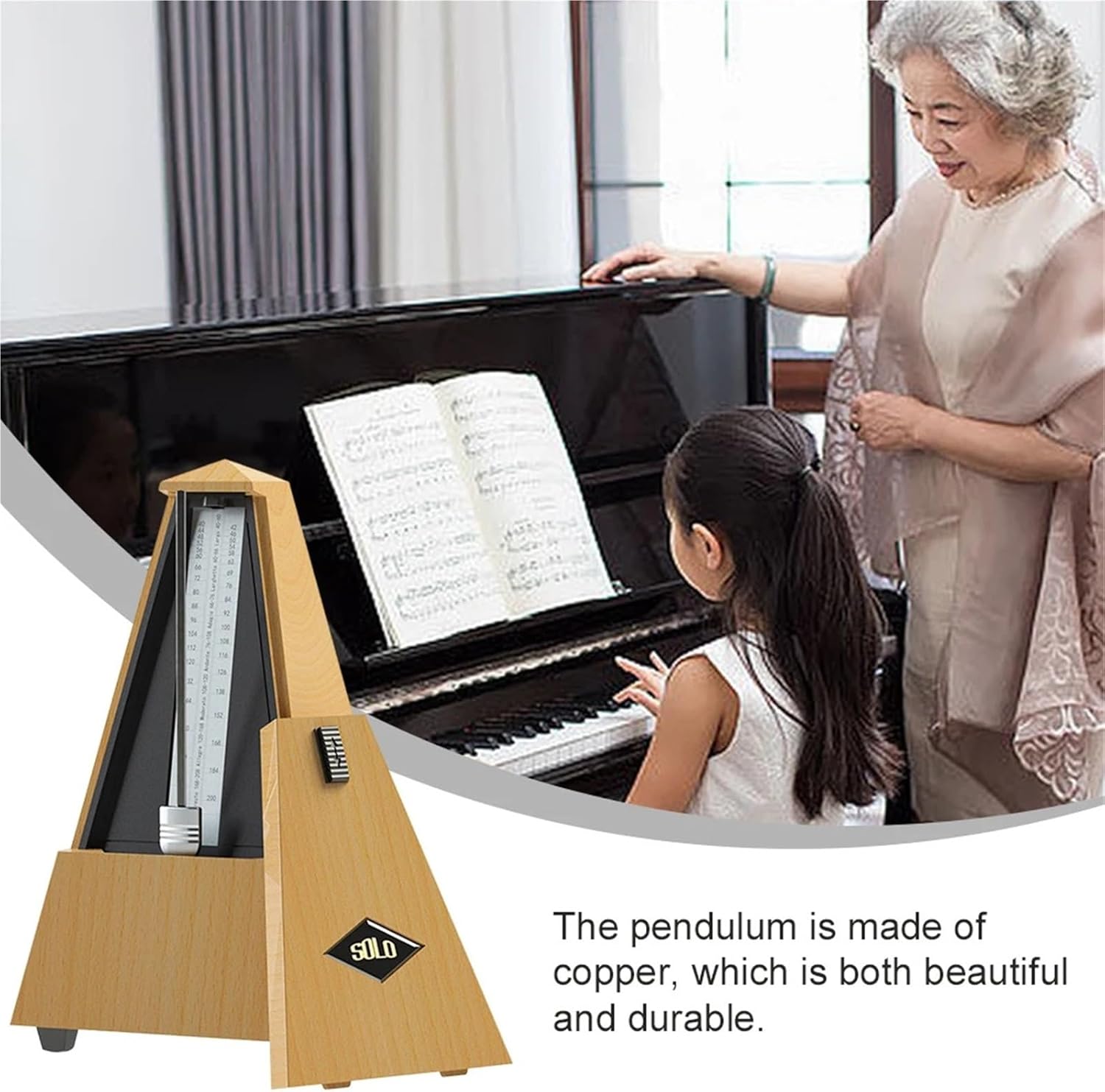 Classic Mechanical Metronome Tempo Range 40-208bpm Tower Type Metronome for Musicians Piano Guitar Violin Instrument(Black)