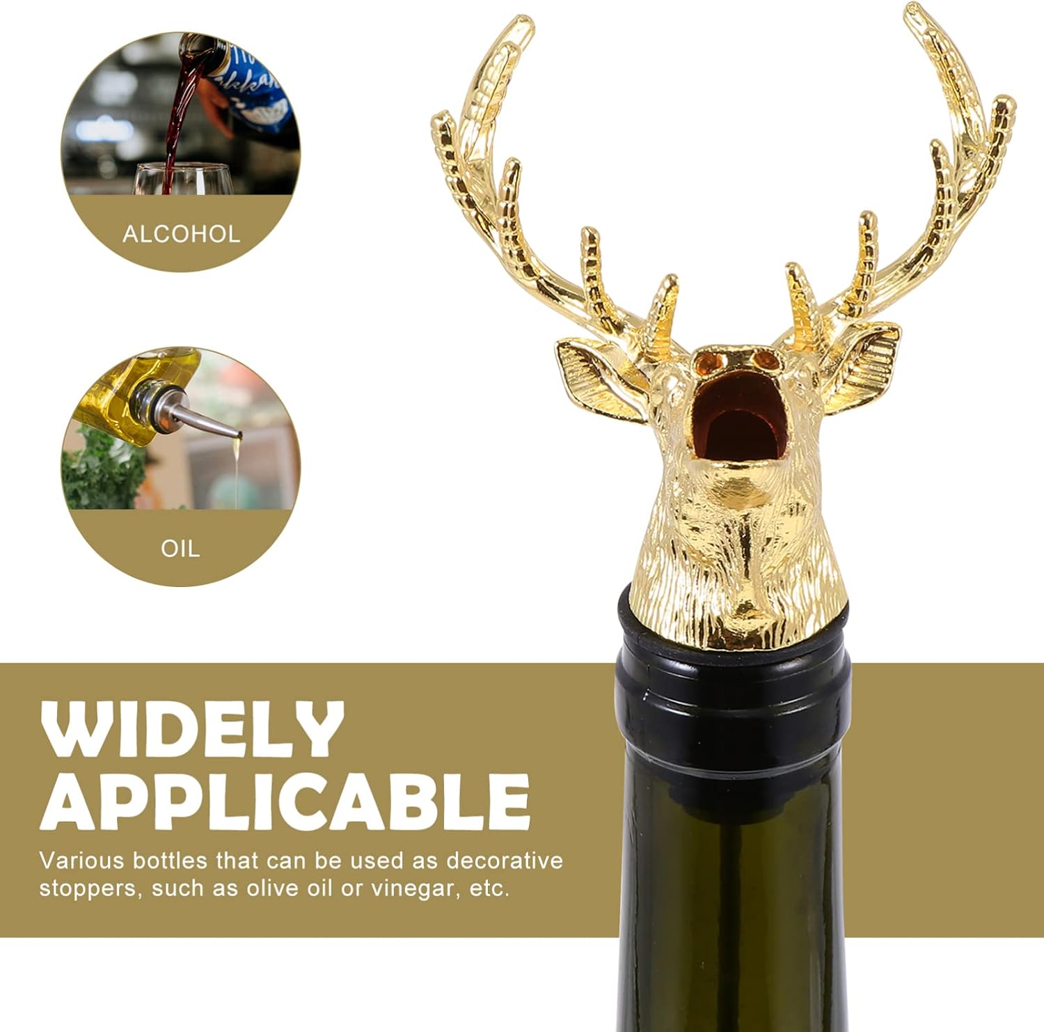 Hemoton 6pcs Deer Wine Stopper and Pourer Food-grade Drip Wine Pourer for Home Bar and Restaurant Airtight Seal for Soda and Oil