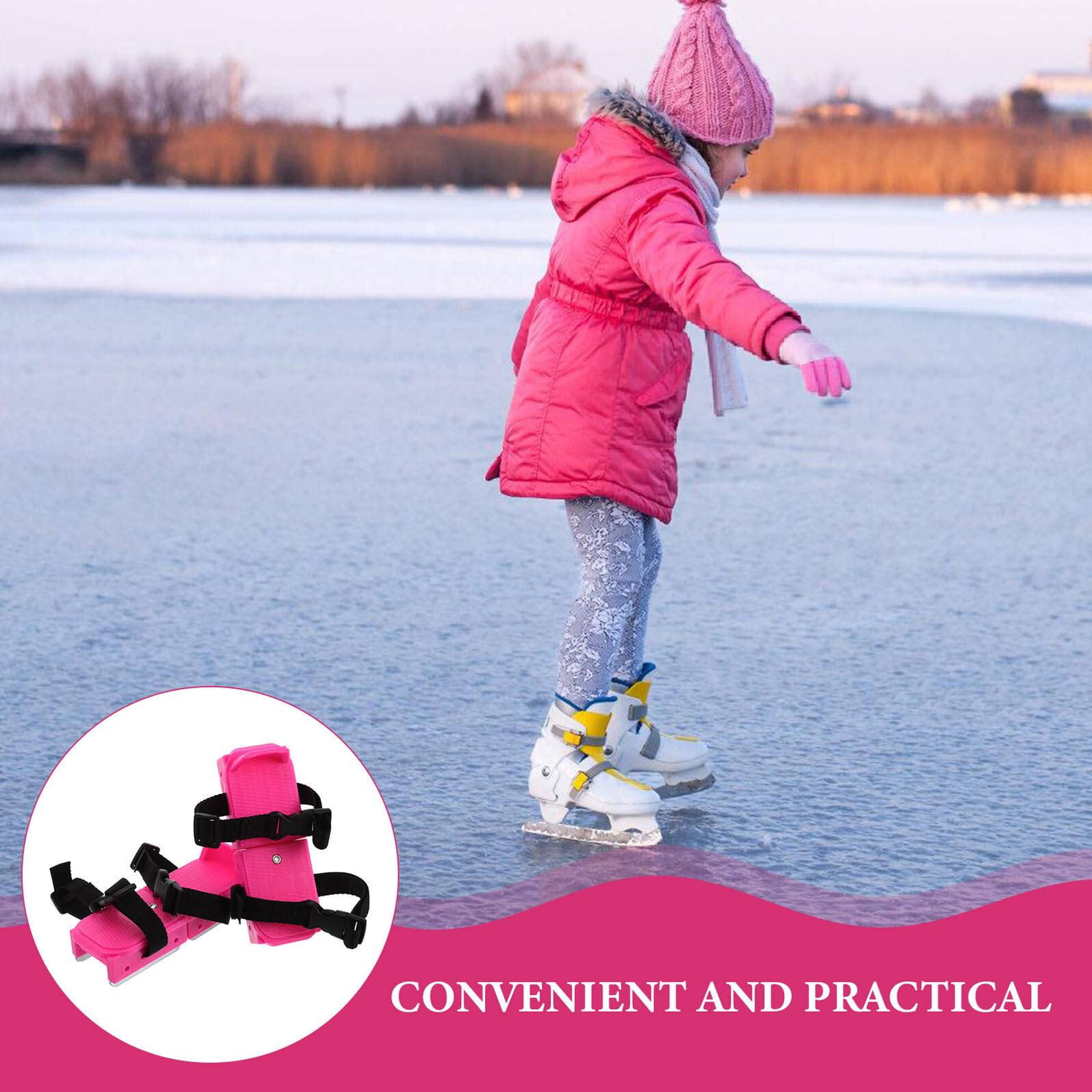 Mikinona Scarpe da Ghiaccio Mini Sci in Pp e Metallo per Ragazzi Principianti Regolabili Adattabilità Multiscena e Comfort per attività All'aperti Invernali