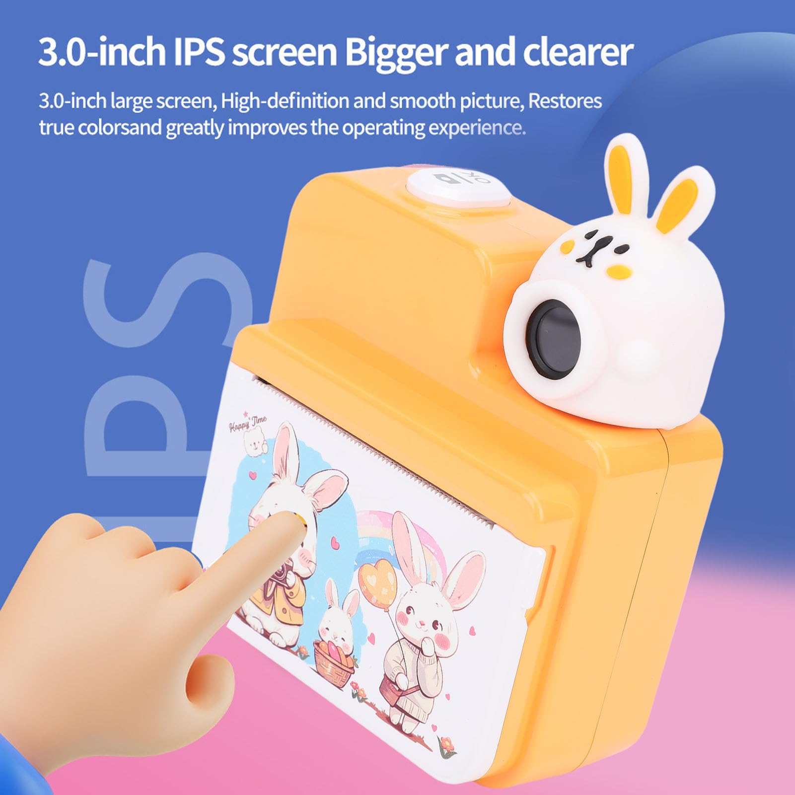 CHICIRIS Sofortbildkamera, 3-Zoll-Farbbildschirm, 32 MP, 1080P HD-Digitalkamera mit 3 Rollen Druckpapier für Geschenke (Yellow)