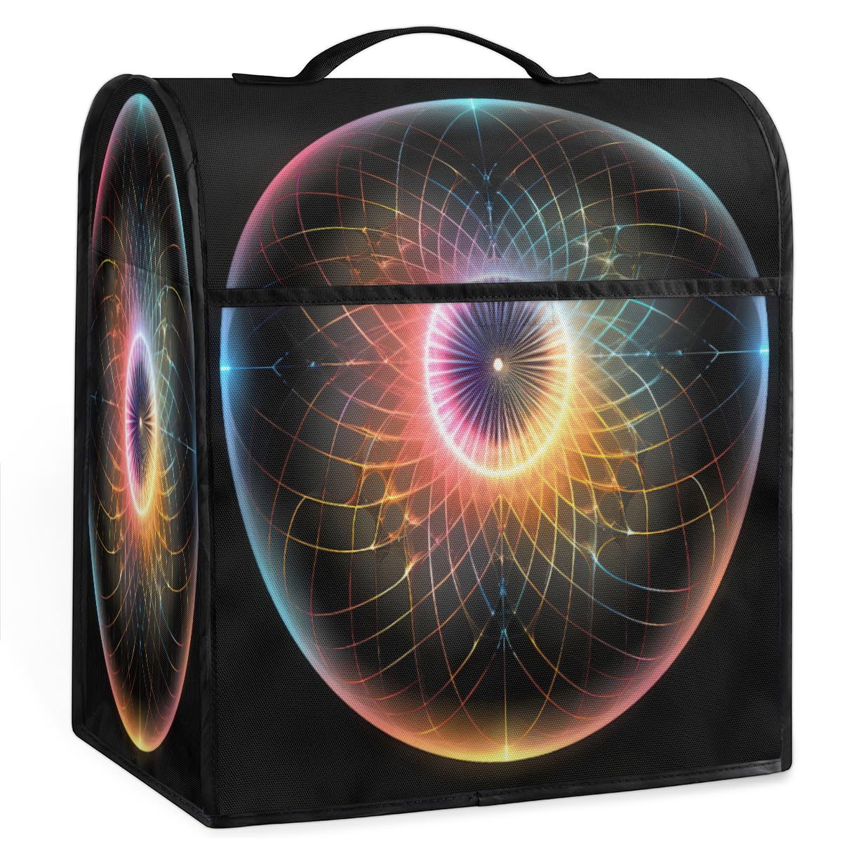 Coffee Maker Cover Geometry Mandala Printing Kitchen Appliance Covers Small Appliance Covers Blender Cover Juicer Cover Dust Covers for Kitchen Appliances with Top Handle and Pockets,Washable,C661
