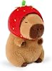 Capybara Stuffed Animal Cute Capibara Plush Toy with Strawberry Hat Soft Plushies Capybara Christmas Birthday Gift for Girls Boy Kids (Small)