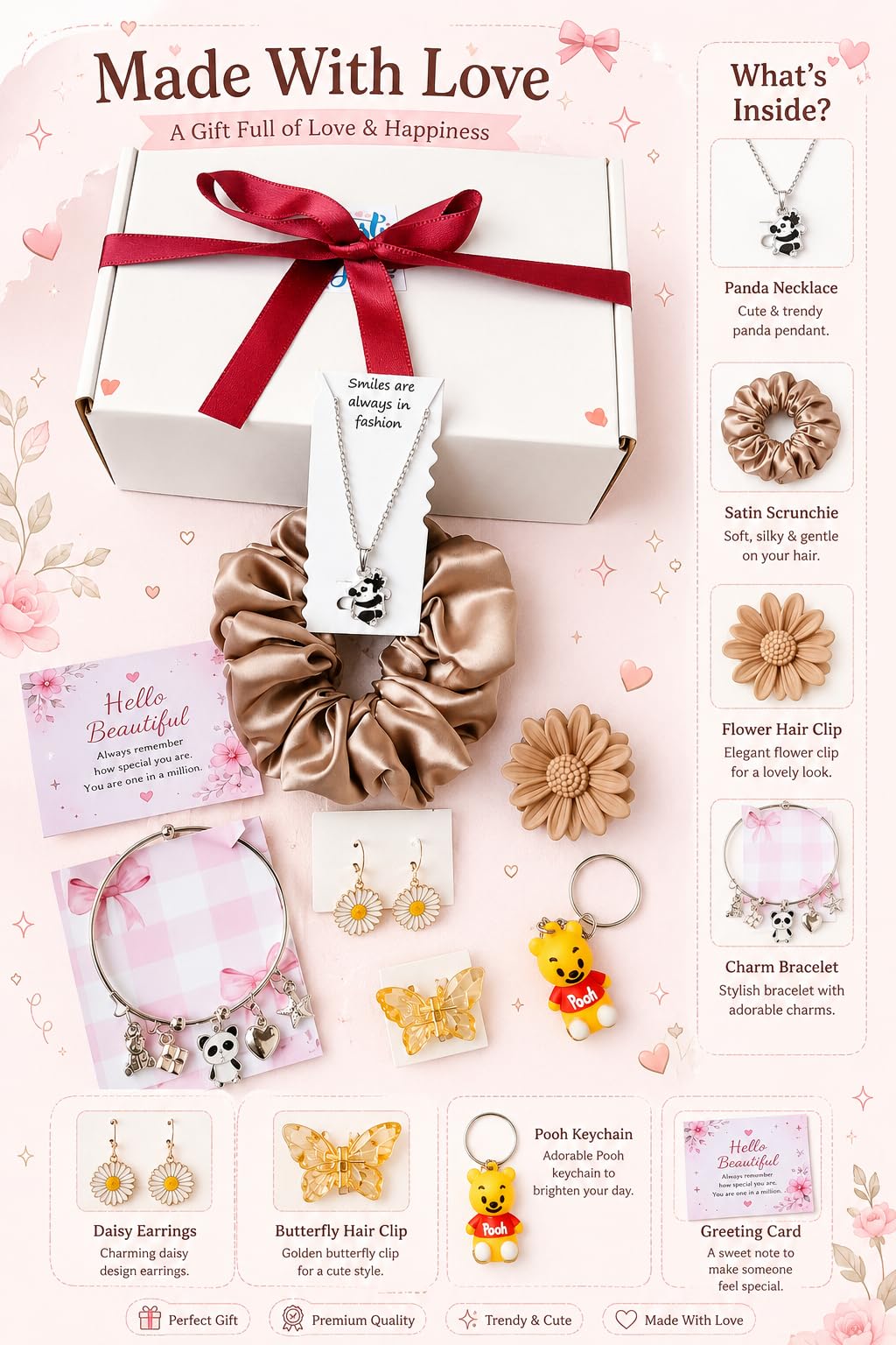 Mei & More Birthday Gift Hamper Combo for Girls & Women | 9 Pcs