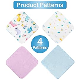 Baby Washcloths, 24Pack Baby Wash Cloths Extra Soft & Ultra Absorbent, Baby Towels and Washcloths Face Towels for Unisex Boys Girls Body, Washclothes Gentle on Sensitive Skin, 9x9 Purple Dinosaur