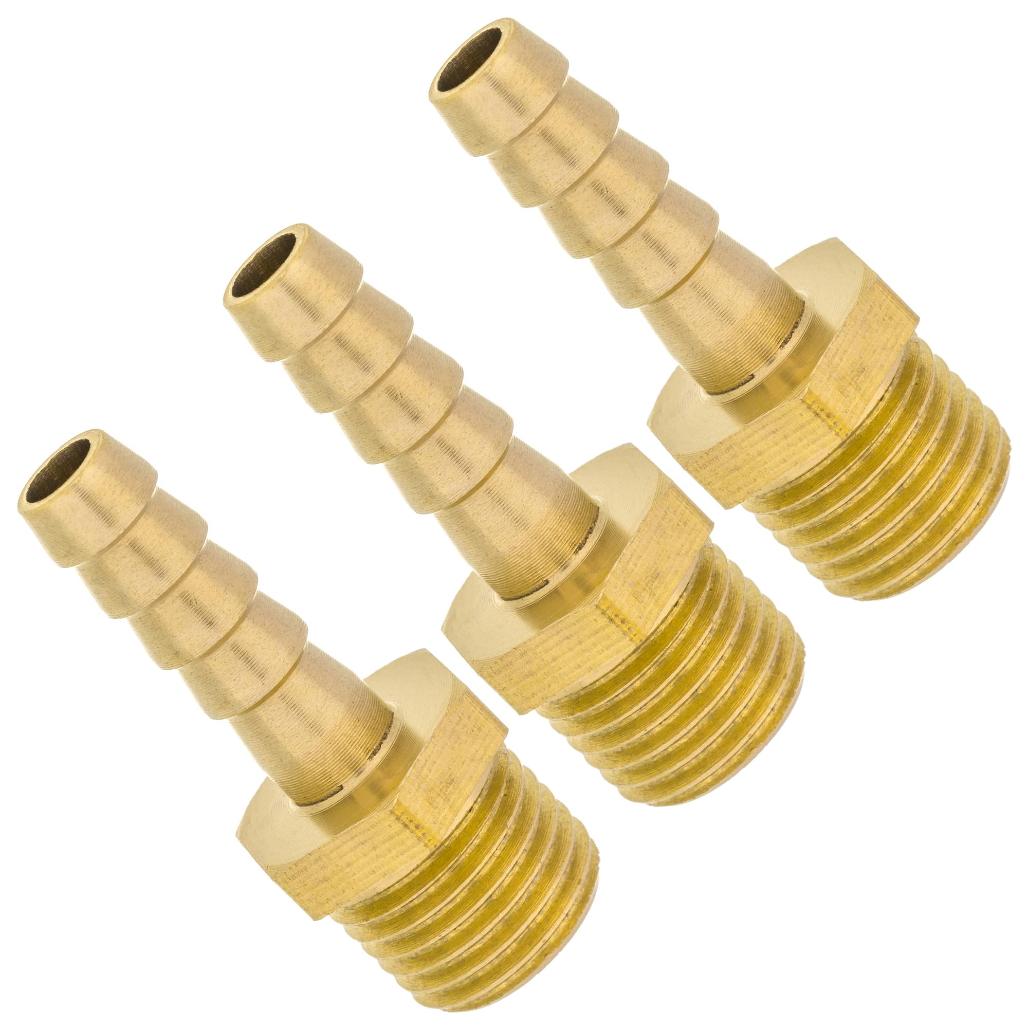 HALLMERS 3pcs Brass Barbed Fitting M12x1.25 Male Thread x 6mm Barb Hose Connector Metric Adapter Coupler