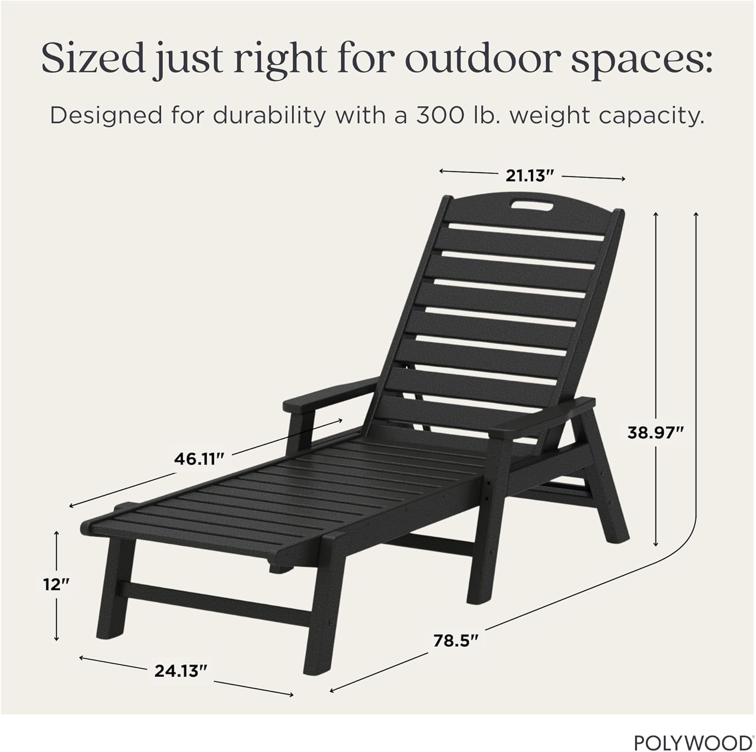 polywood ncc2280gy nautical arms chaise, slate grey slate grey coastal