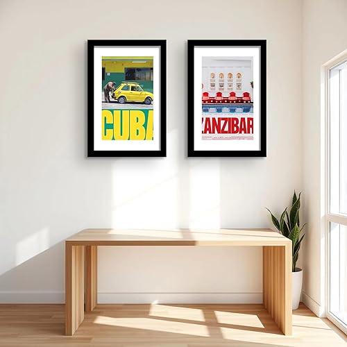 Miniatura 6 de LUCKYLIFE Marco para póster de 24 x 36 pulgadas, madera maciza negra con plexiglás (2 unidades)