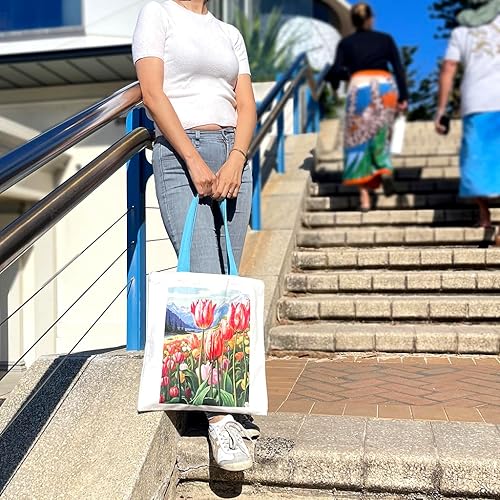 Miniatura 4 de Summer Impressions Bolsa de lona de 12 onzas para mujer, reutilizable, de algodón, para compras, playa, regalo