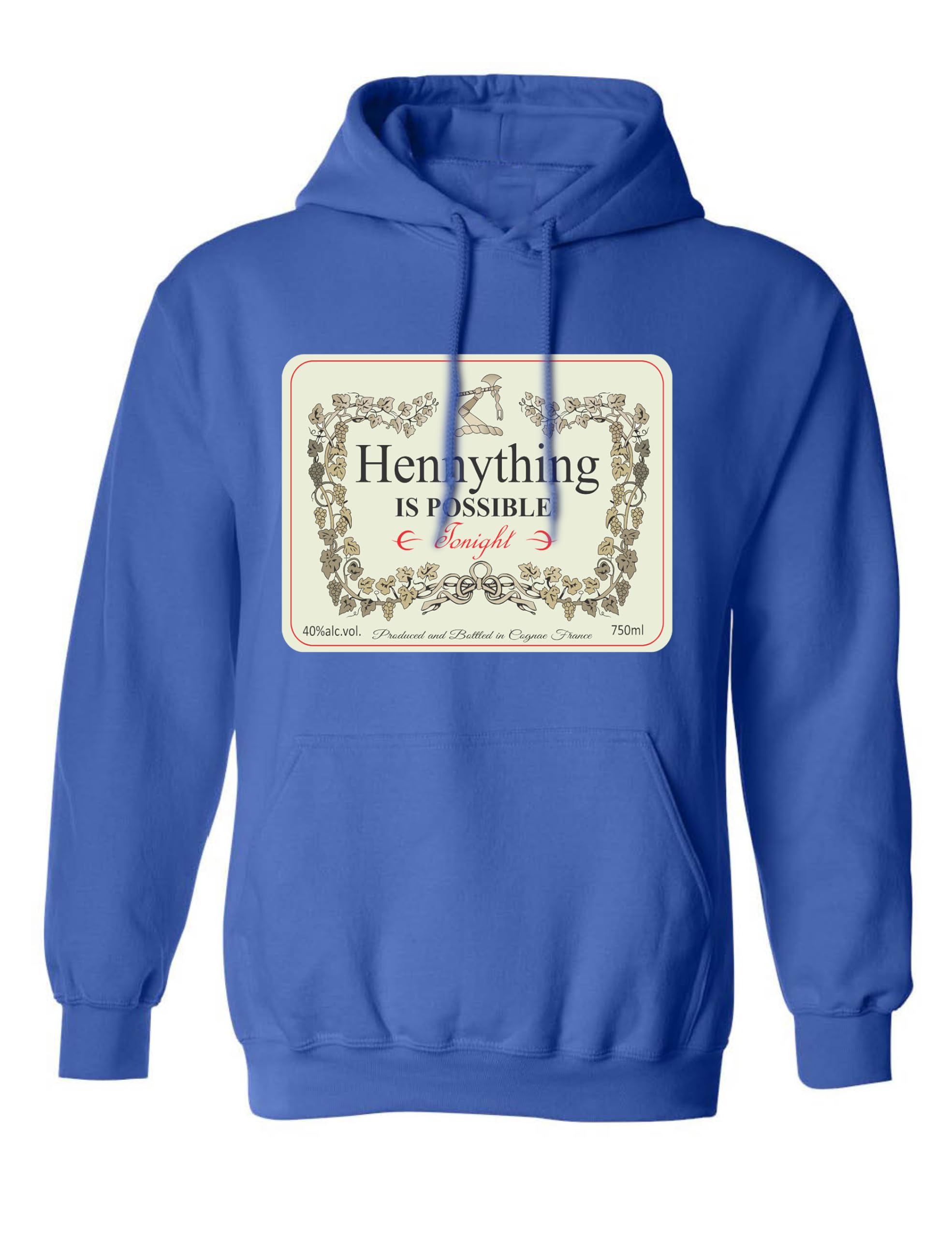 Amazon.com: ALLNTRENDS Hennything Is Possible Hoodie Funny Liquor Graphic  Adult Hooded Sweatshirt (M, Royal Blue) : Clothing, Shoes \u0026 Jewelry