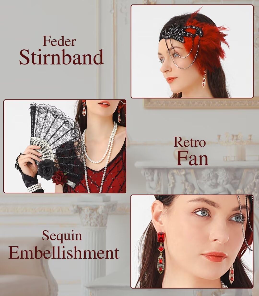 1920S Women Flapper Dress V Neck Sequin Fringed Dress Cocktail Dress with Roaring 20s Accessories - Image 6