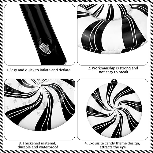 Miniatura 9 de Jetec 16 piezas de dulces inflables de Navidad de 9 pulgadas, decoración colgante de caramelo de bastón de caramelo, remolino, adorno inflable de