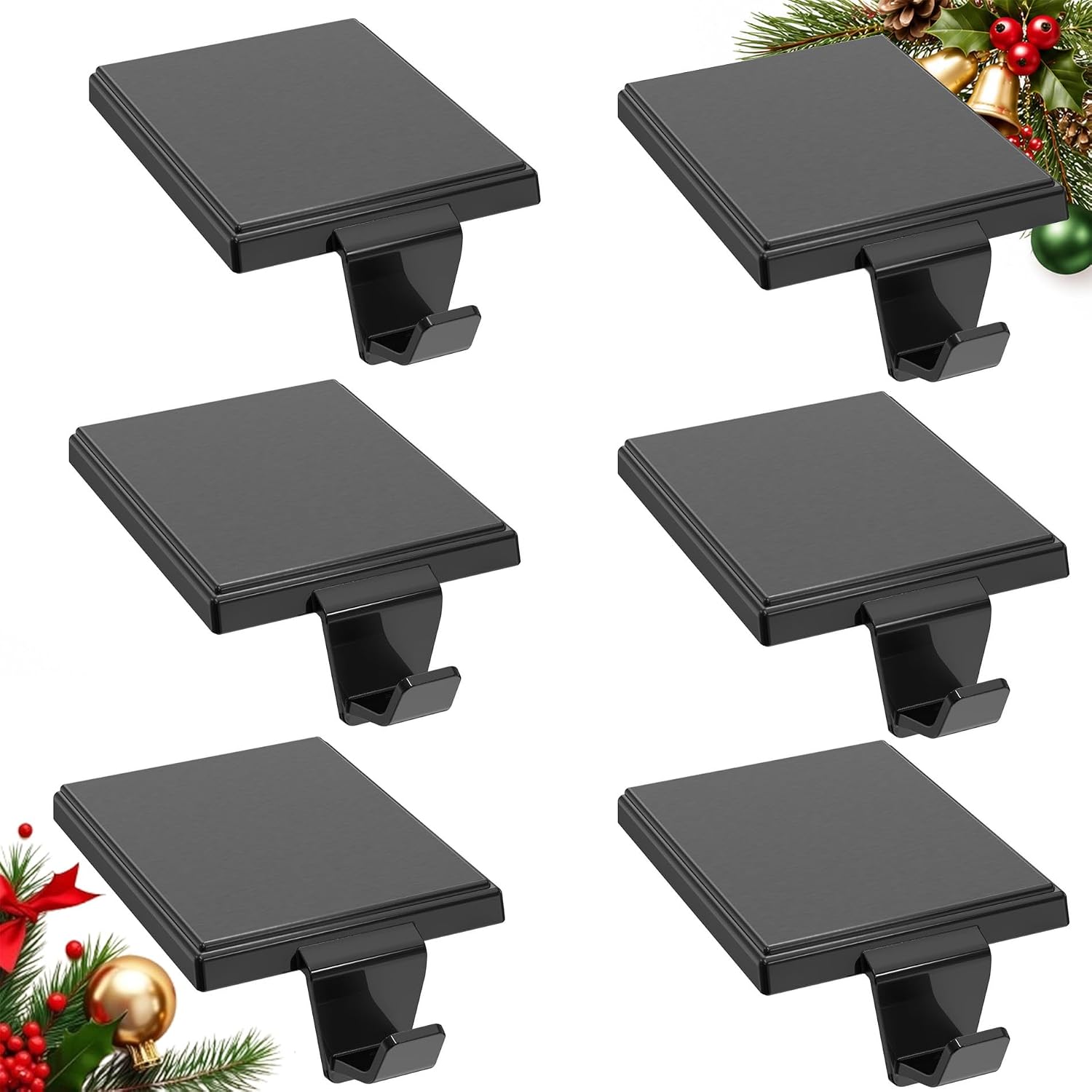 Christmas Stocking Holders for Mantle Set of 6, Heavy Duty Stocking Hangers Stocking Hook Christmas Ornaments for Counter Tables Window Fireplace Mantle Decoration