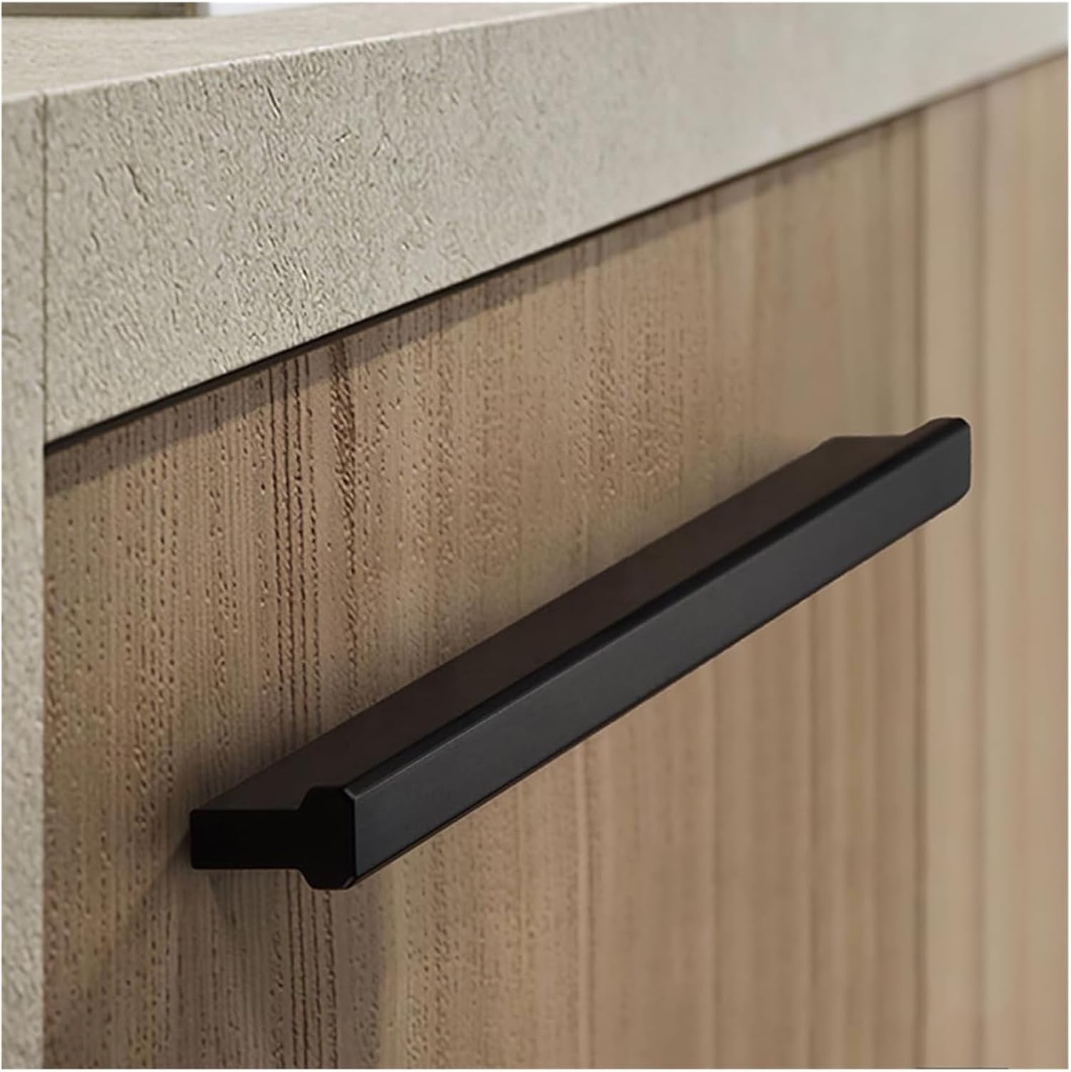 アルミ製家具用取っ手 ブラック 食器棚ドアハンドル T字型キャビネット引き出し取っ手 キッチンクローゼット 寝室ワードローブ用 2個