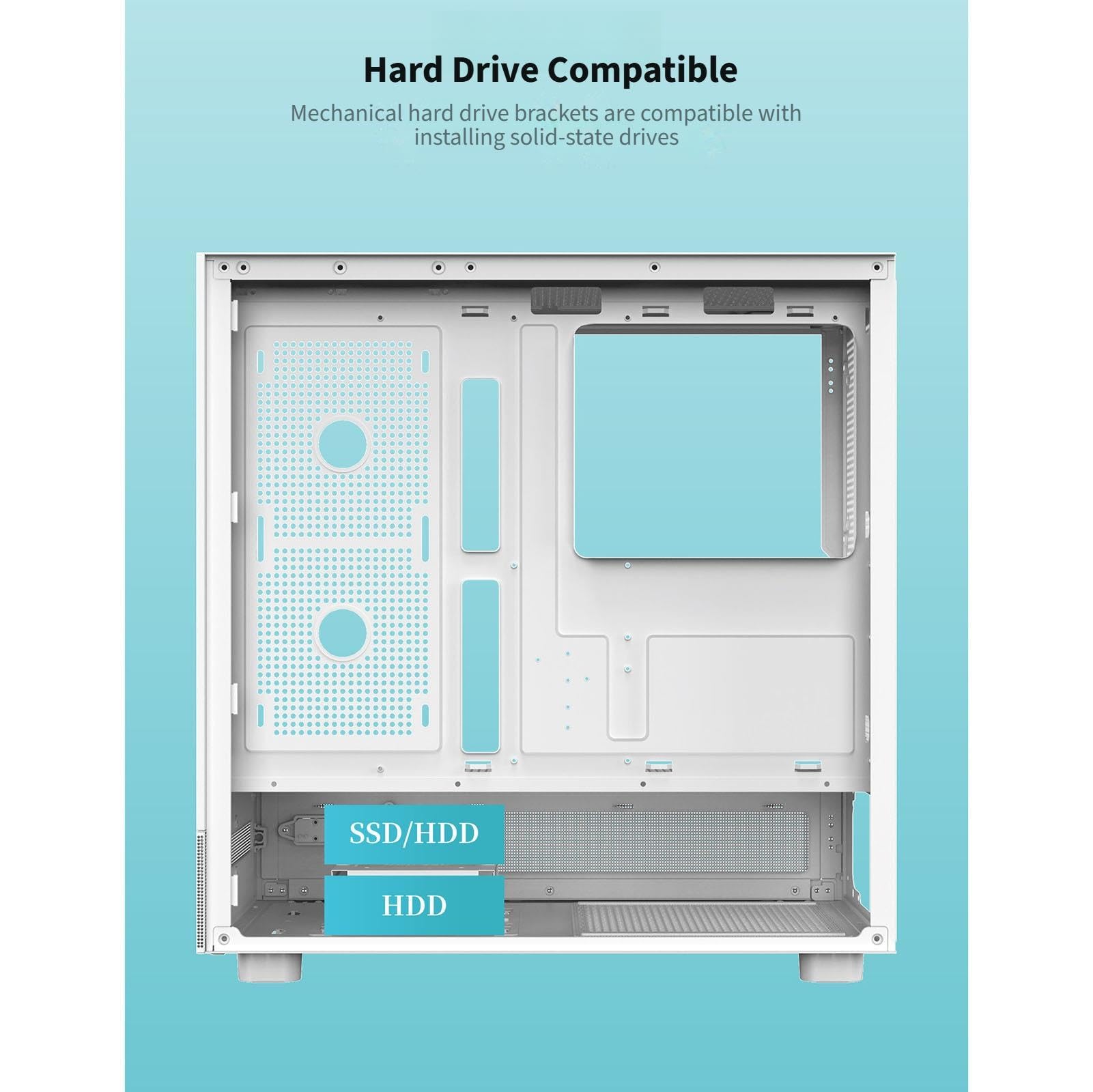 upim Computergehäuse, E-ATX-Gehäuse, Mid-Tower-Desktop-Computer, Gaming PC Gehäuse, USB 3.0-Anschlüsse, Doppelseitiges Gehärtetes Glas, Unterstützt Wasserkühlung(White,6fans)