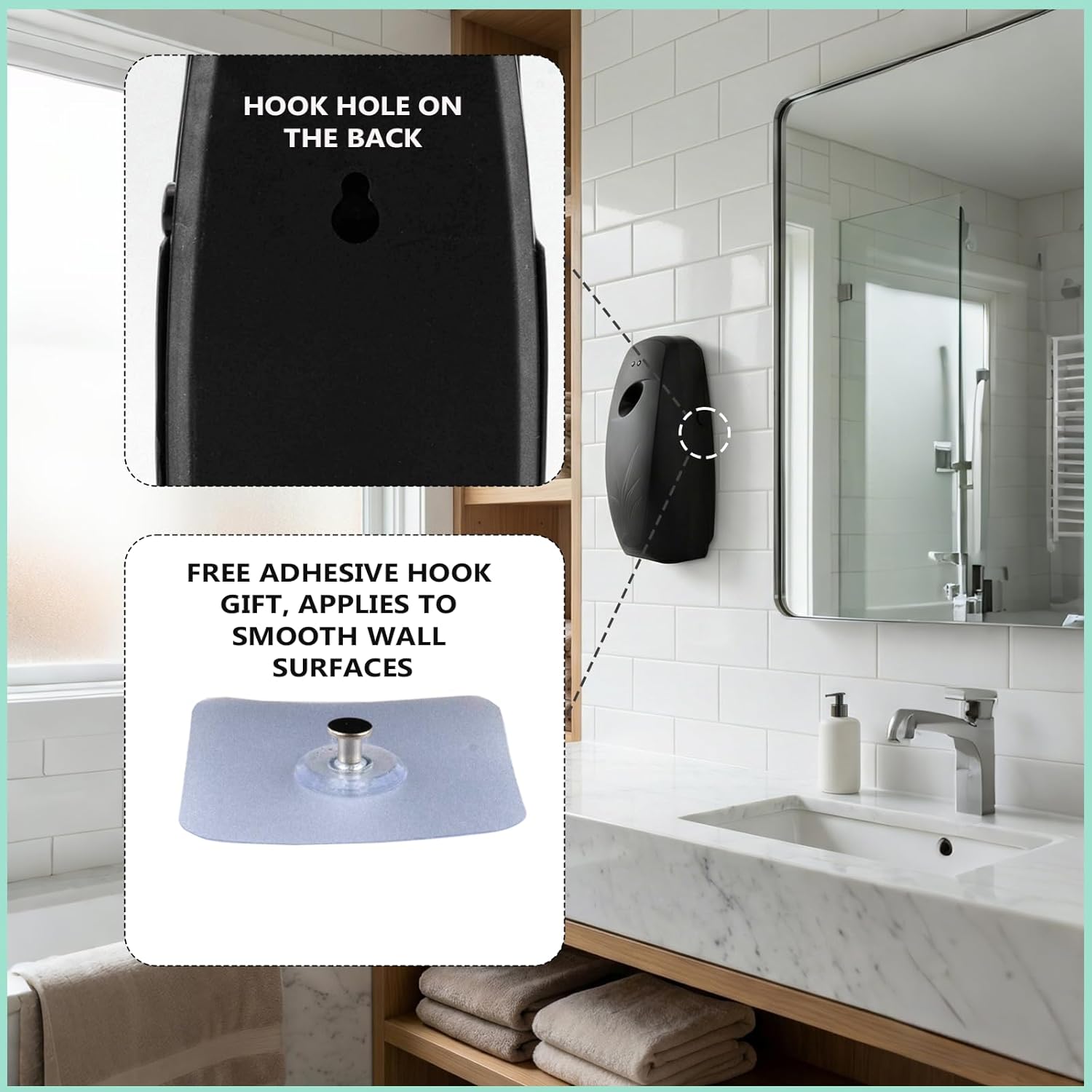 Automatic Spray Dispenser – 4-Pack Room Spray Air Freshener, Wall Mounted or Desktop Design for Home & Commercial Use – Battery Operated Air Freshener(Black)