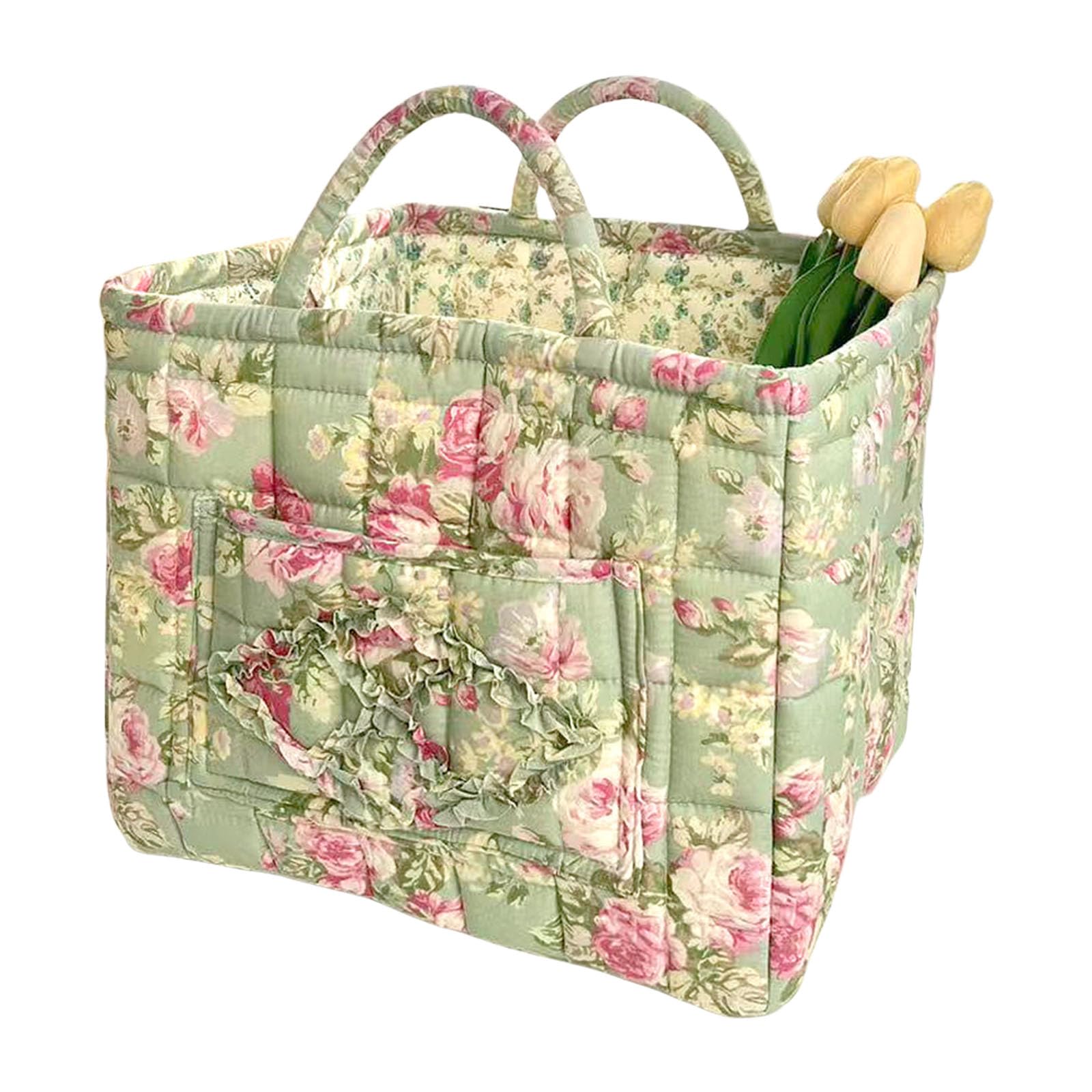 Floral Design Fabric Laundry Basket Foldable Storage Bin Clothes Organizers for Home Clothes Organization Large Capacity Fabric Storage Basket