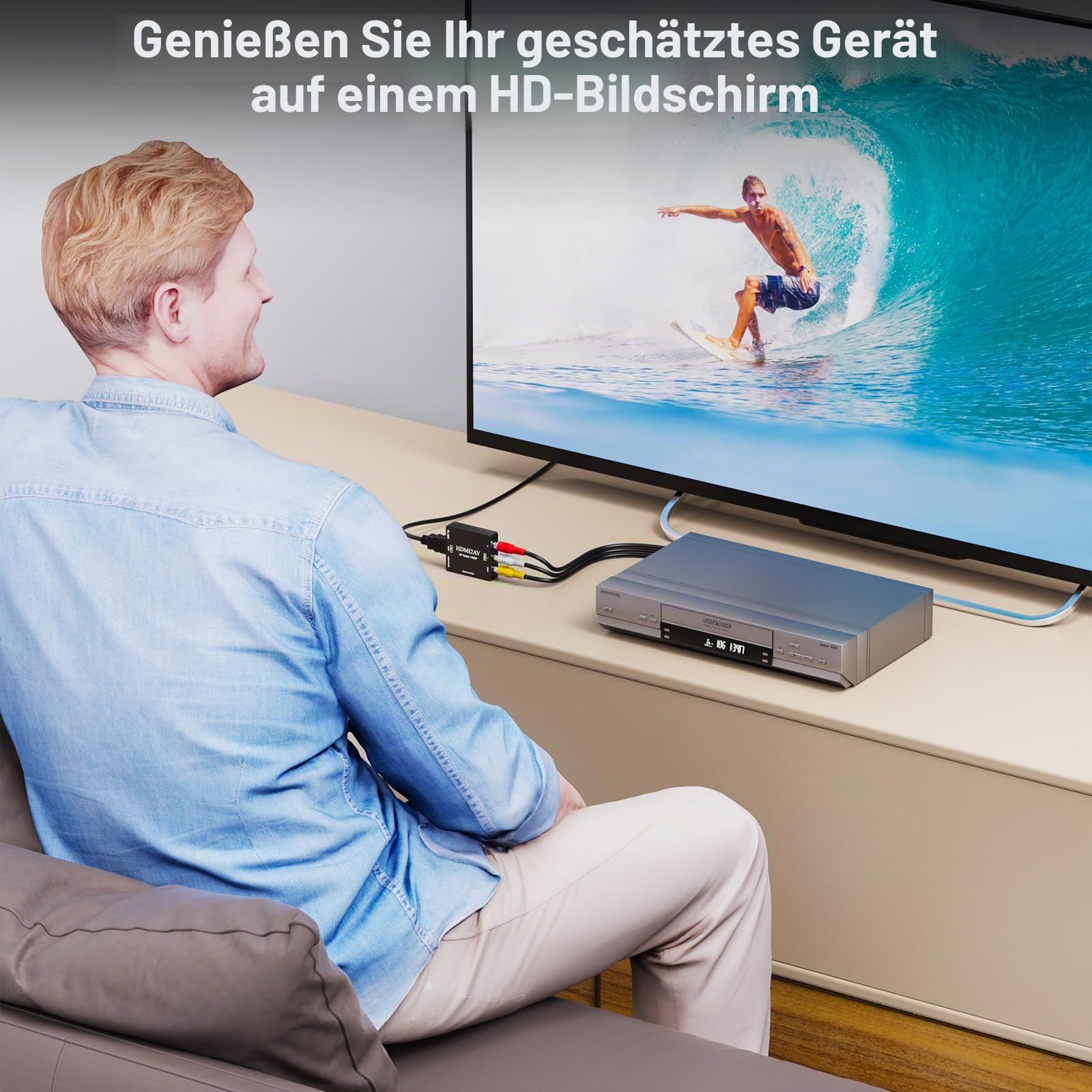 RCA zu HDMI, AV zu HDMI Konverter, 1080P Mini RCA Composite CVBS Video Analog Konverter Adapter Anschluss unterstützt PAL/NTSC für TV/PC / PS3 / STB/Xbox VHS/VCR/Blue-Ray DVD-Player