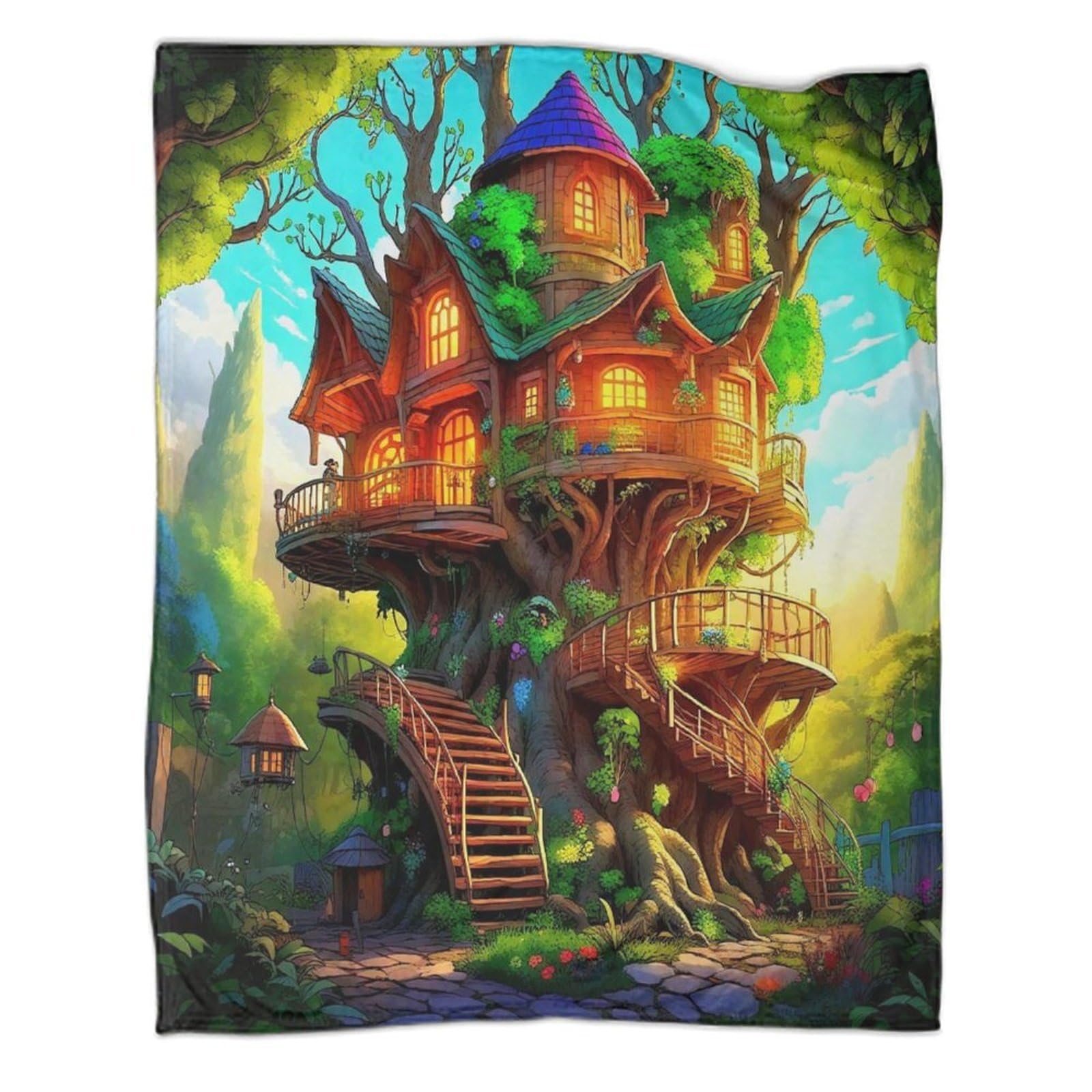 Couverture arbre de vie flanelle 150x200 plaid lit jetable 3D doux décoration chambre enfant adulte