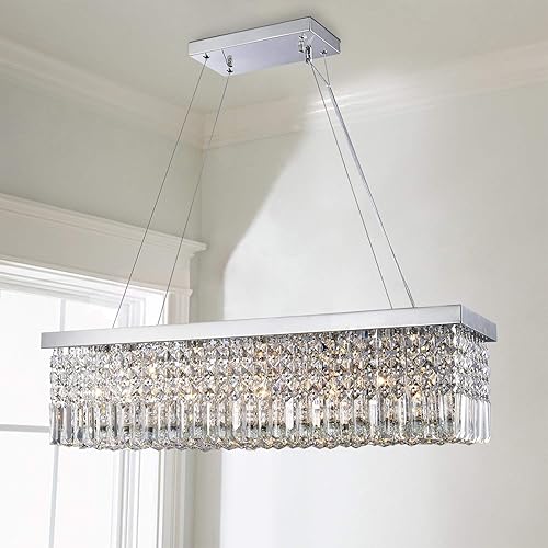 Miniatura 1 de Saint Mossi - Candelabro de techo con 5 luces, cristales K9, con diseño moderno luminaria de techo colgante con cristales suspendidos tipo lluvia, 9