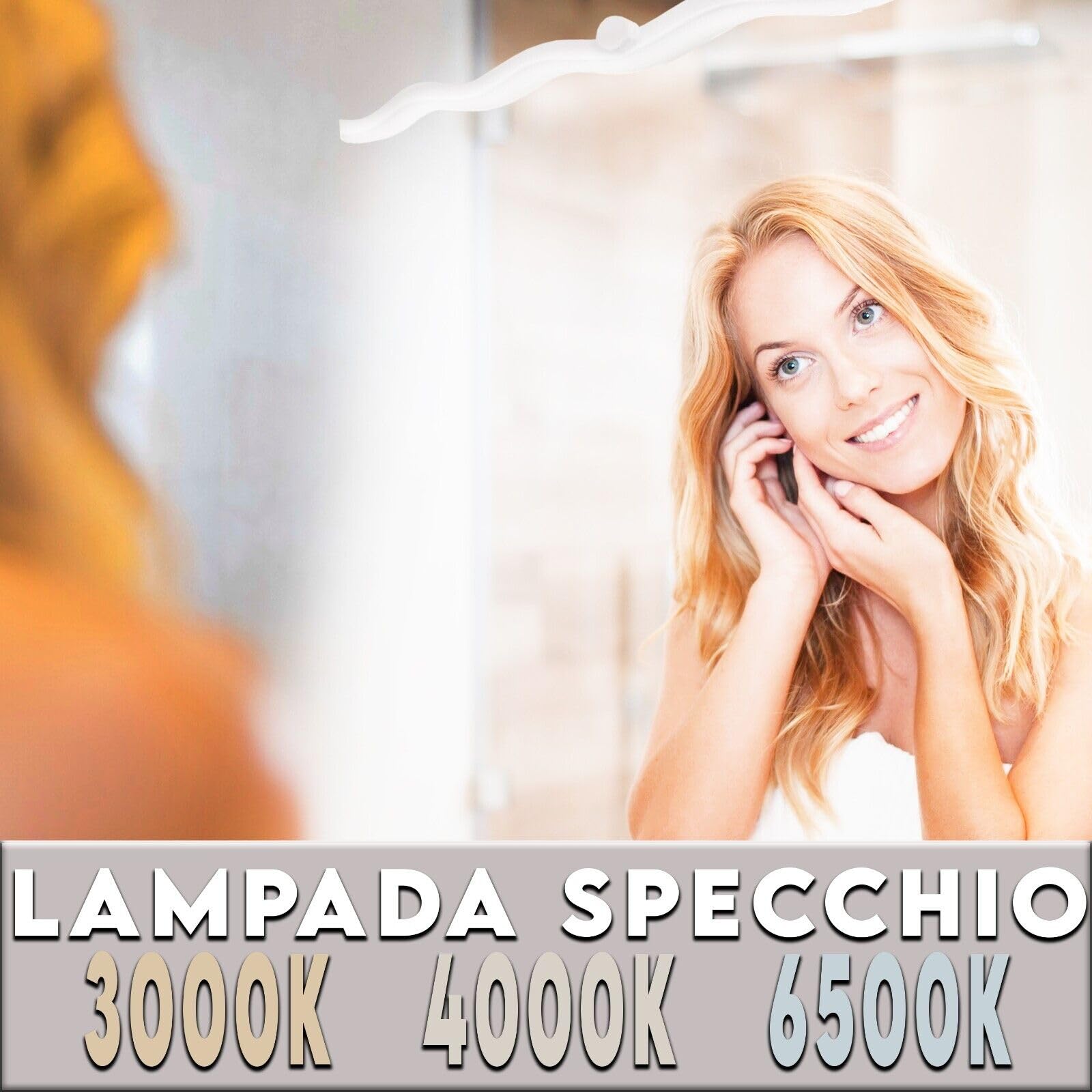 MAKA Lampada Specchio Bagno Led 60 cm 9W 810 Lumen 230V Luce Calda Naturale Fredda Luce Ondulata in Alluminio e PVC Elegante Moderno Facile Installazione Memory Dimmer Impermeabile Schizzi (60 cm)