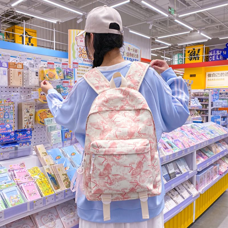 Coquette Bow Backpack Cute Aesthetic Backpacks Pink Bow Backpack Preppy Daypack Rucksack3