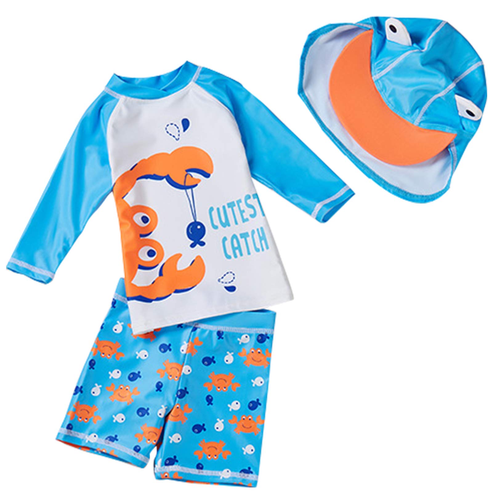 Happy Cherry Traje de Baño Niños Protección Solar Dividida Media Manga Traje Baño de Dos Piezas de Secado Rápido Niños + Gorro Baño Protección UV 6 Meses-8 Años
