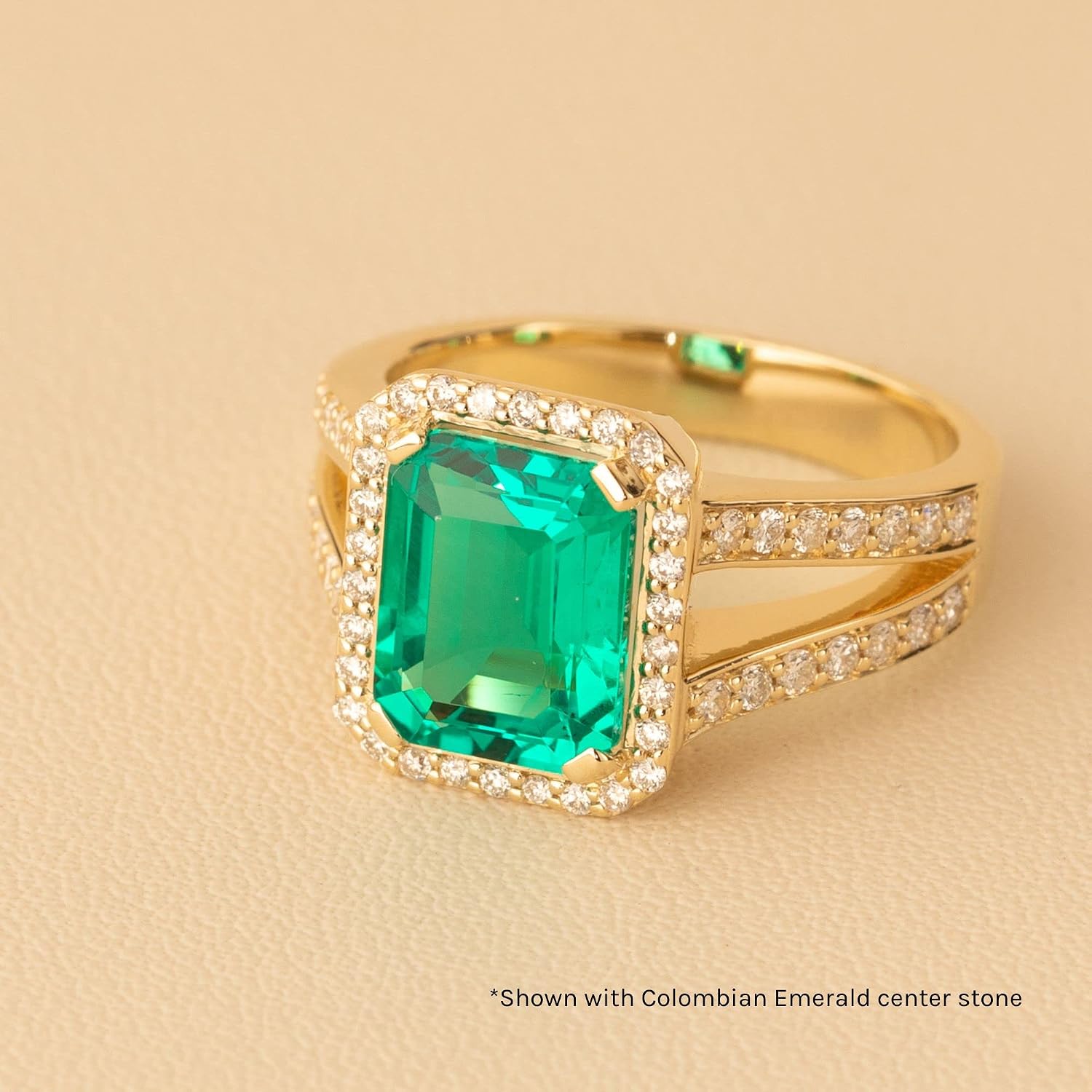 PEORA 14K Gold G-H/VS Lab Grown Diamond Semi Mount Ring Setting, Fits 10x8mm Emerald or Radiant Cut, 0.50 Carat total, Sizes 4 to 10