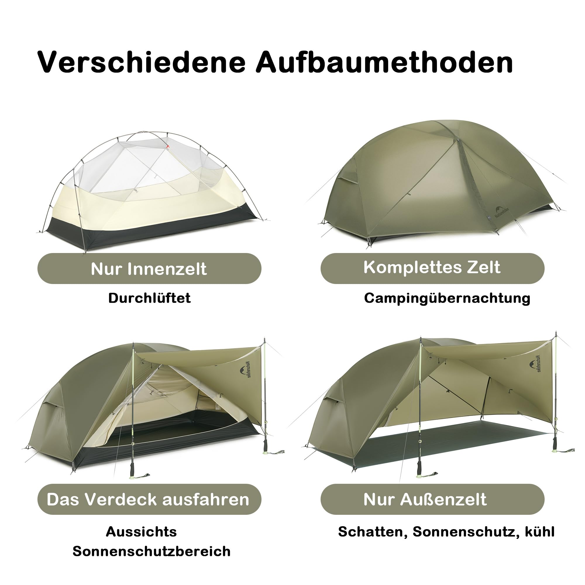Naturehike Mongar PRO ultralekki namiot, 1,56-2,36 kg, wodoszczelny, wiatroszczelny, namiot kempingowy, 3-sezonowy, namiot dla 1/2/3 osób, z rozszerzeniem i moskitierą, na wędrówki, kemping, do