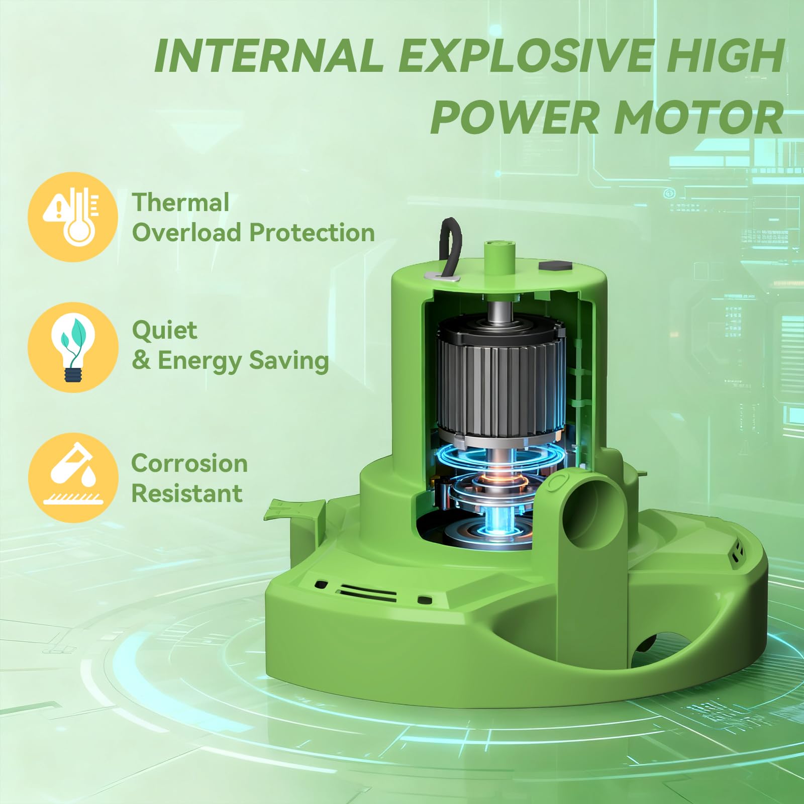 Bomba Sumergible 400W 8300L/H, Portátil y Manual con Cable 10m para Drenar Piscina, Estanque, Jardín, Jacuzzi, Sótano, Calentador
