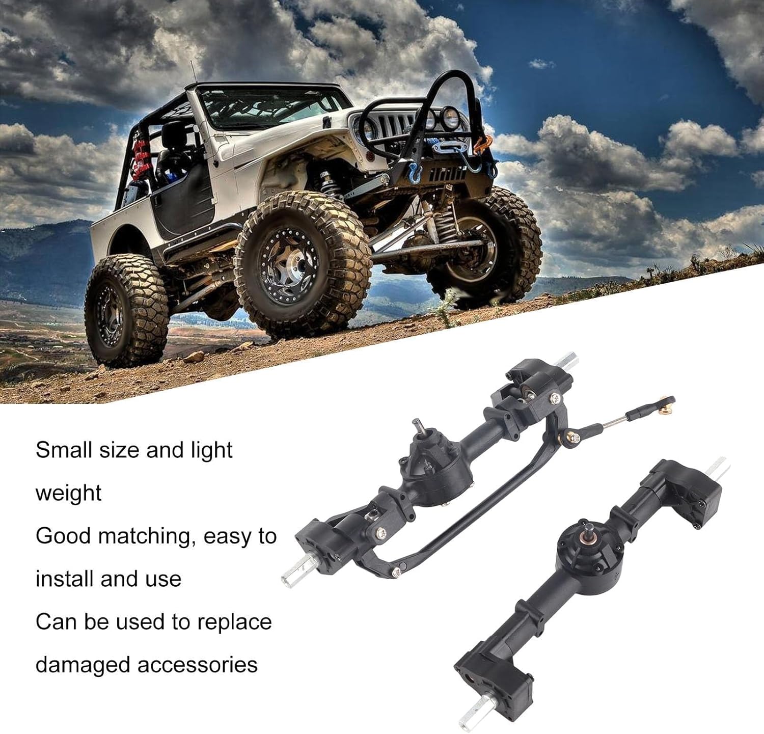 RC Front Rear Axles Assembly, Metal Front Rear Axle Gear Box Upgrade Parts for WPL C14 C24 C34 C44 B14 B24 1/16 RC Car