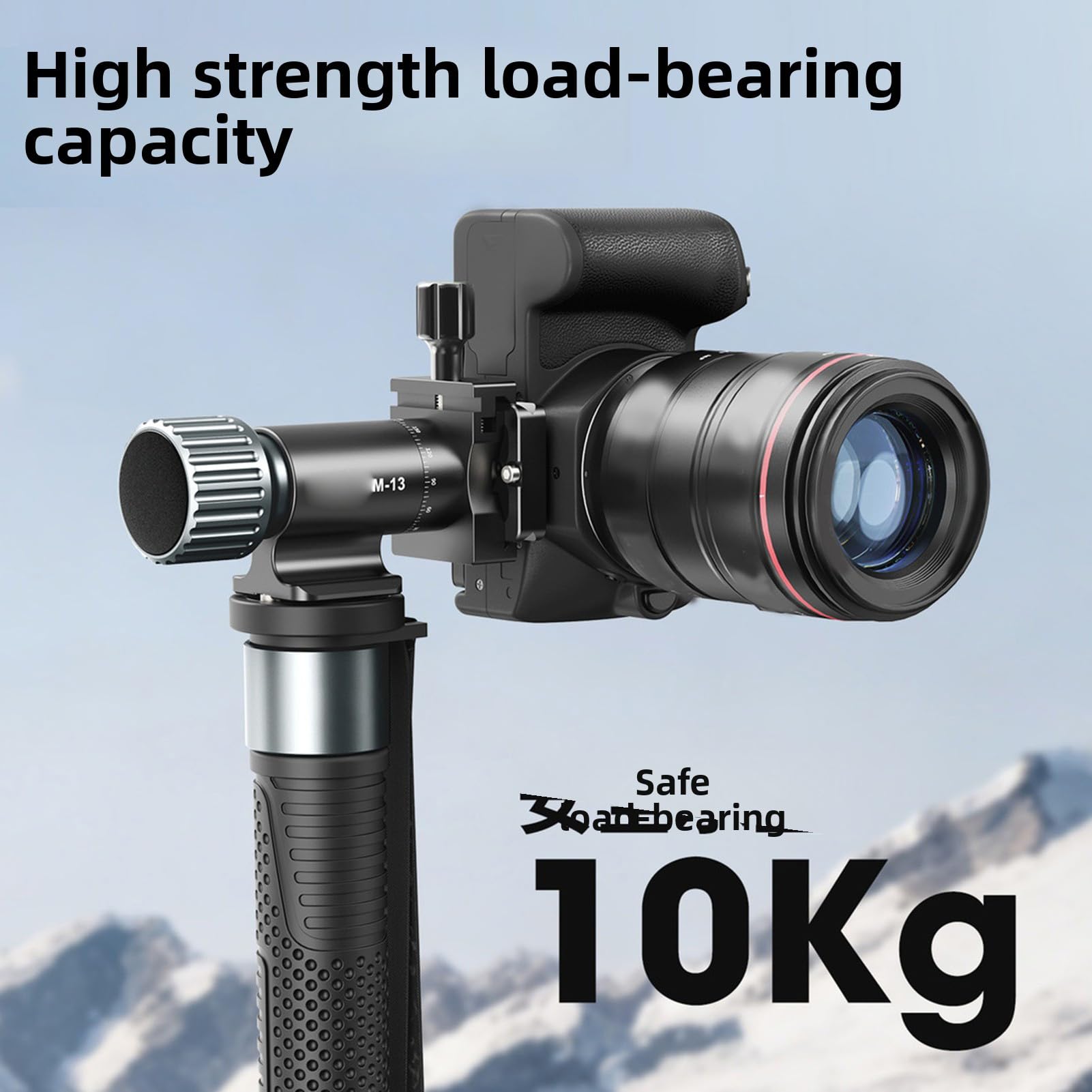 banapoy Testa Cardanica Monopiede, Testa Monopiede Panoramica 360° per Teleobiettivi con Piastra Sgancio Rapido, Attacco per Treppiede, per DSLR, Fotocamere Mirrorless, Videocamere