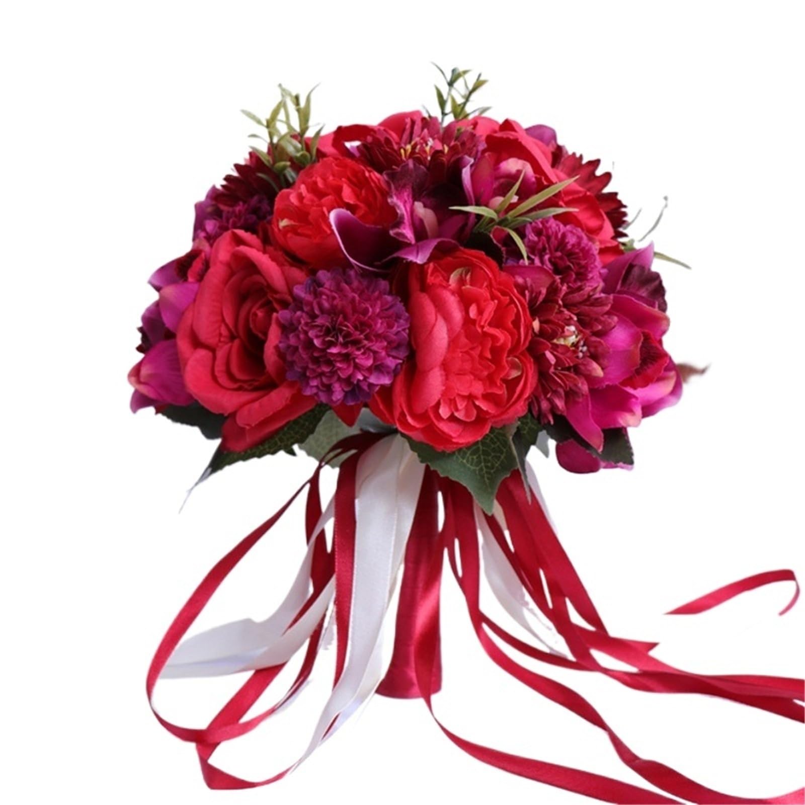 ZRHWSPD Wedding Artificial Bouquet Bridal Flower Bouquet Artificial Silk Rose Peony Flower Wedding Bouquet Dahlia Orchid Bouquets(Color 7)