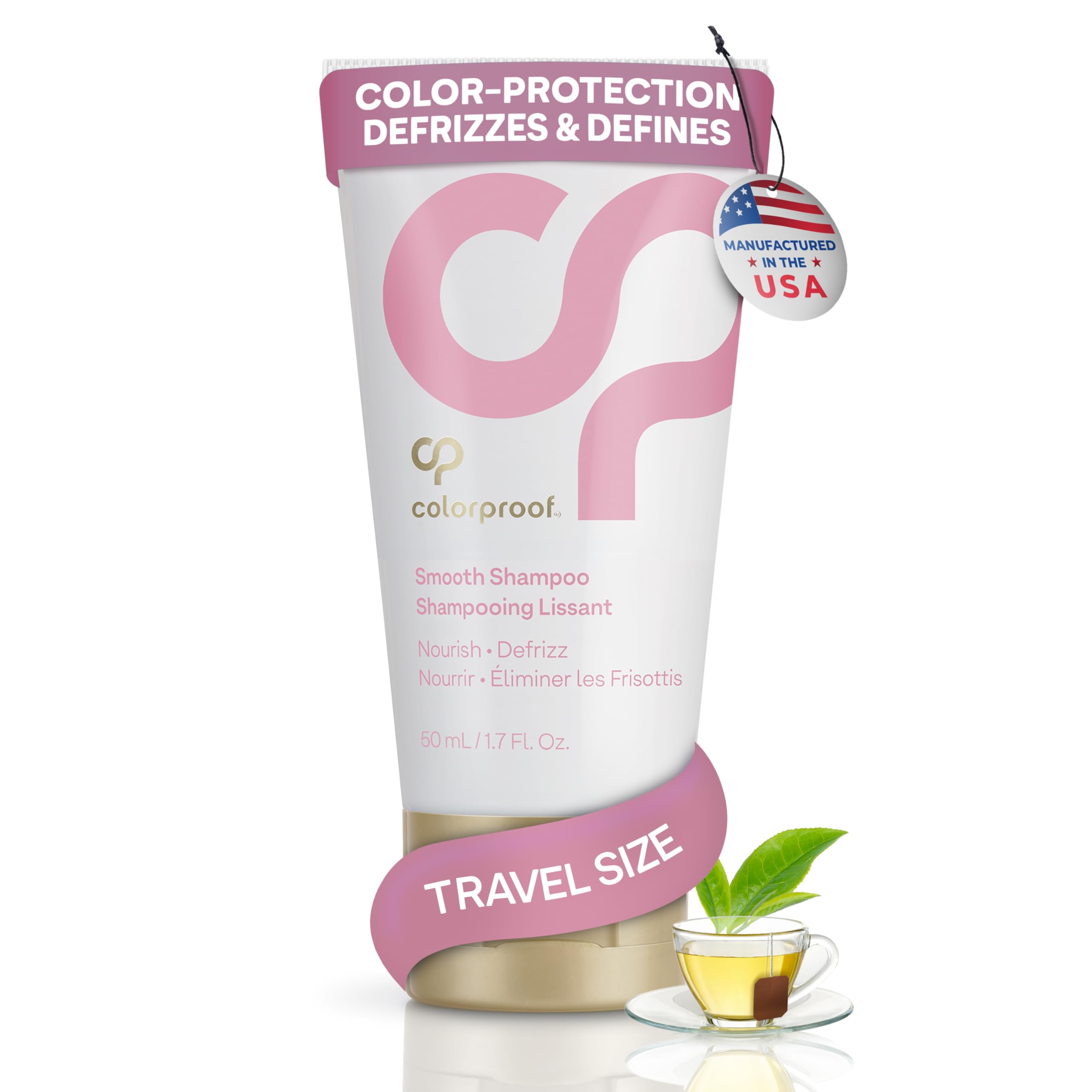 Colorproof Smooth Shampoo 1.7 Fl. Oz. Smoothing Travel Size Anti-Frizz Shampoo with with a Frizz-Fighting, Gentle, Cleansing, Hydrating Color-Protection Formula for Color Treated Hair, White Tea Scent