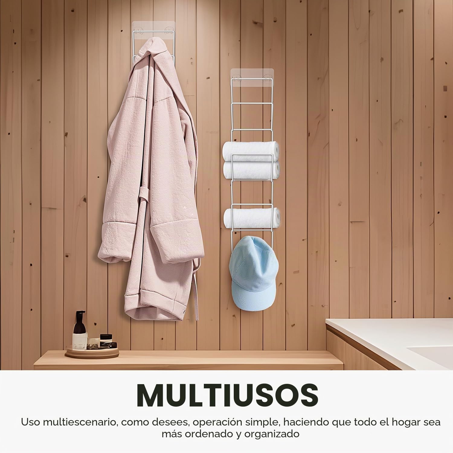 Jcocylse Juego de 12 soportes para gorras con 2 ganchos, soporte de pared multifuncional para gorras, bufandas y pelucas