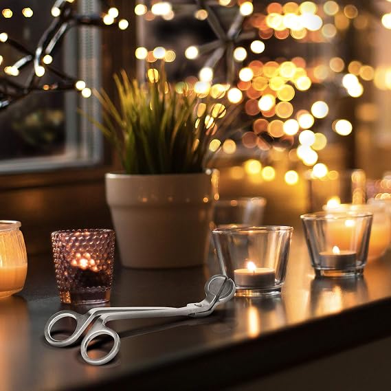 CHEFBEE Candle Wick Trimmer+3PCS Black Candle Candlestick Holder
